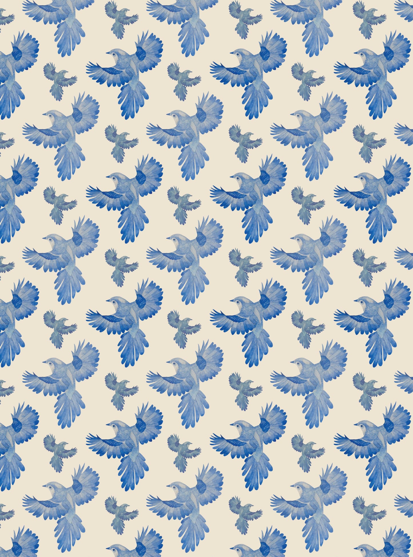 Tea towel cotton crepe - Blue Bird - Simple