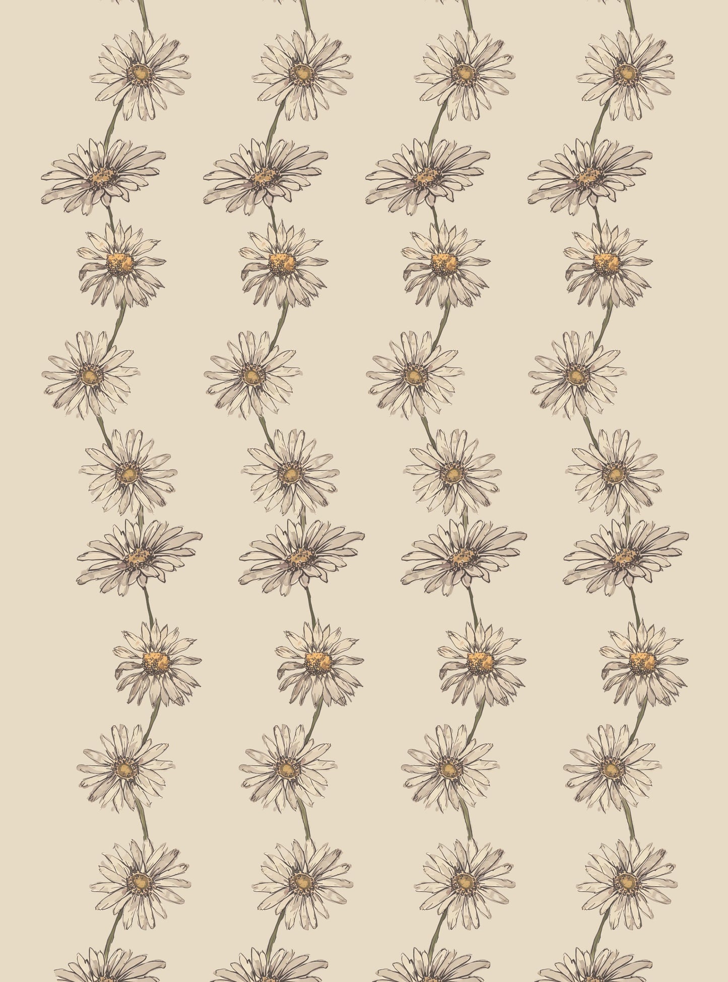 Tea towel cotton crepe - Daisy Chain - Cream