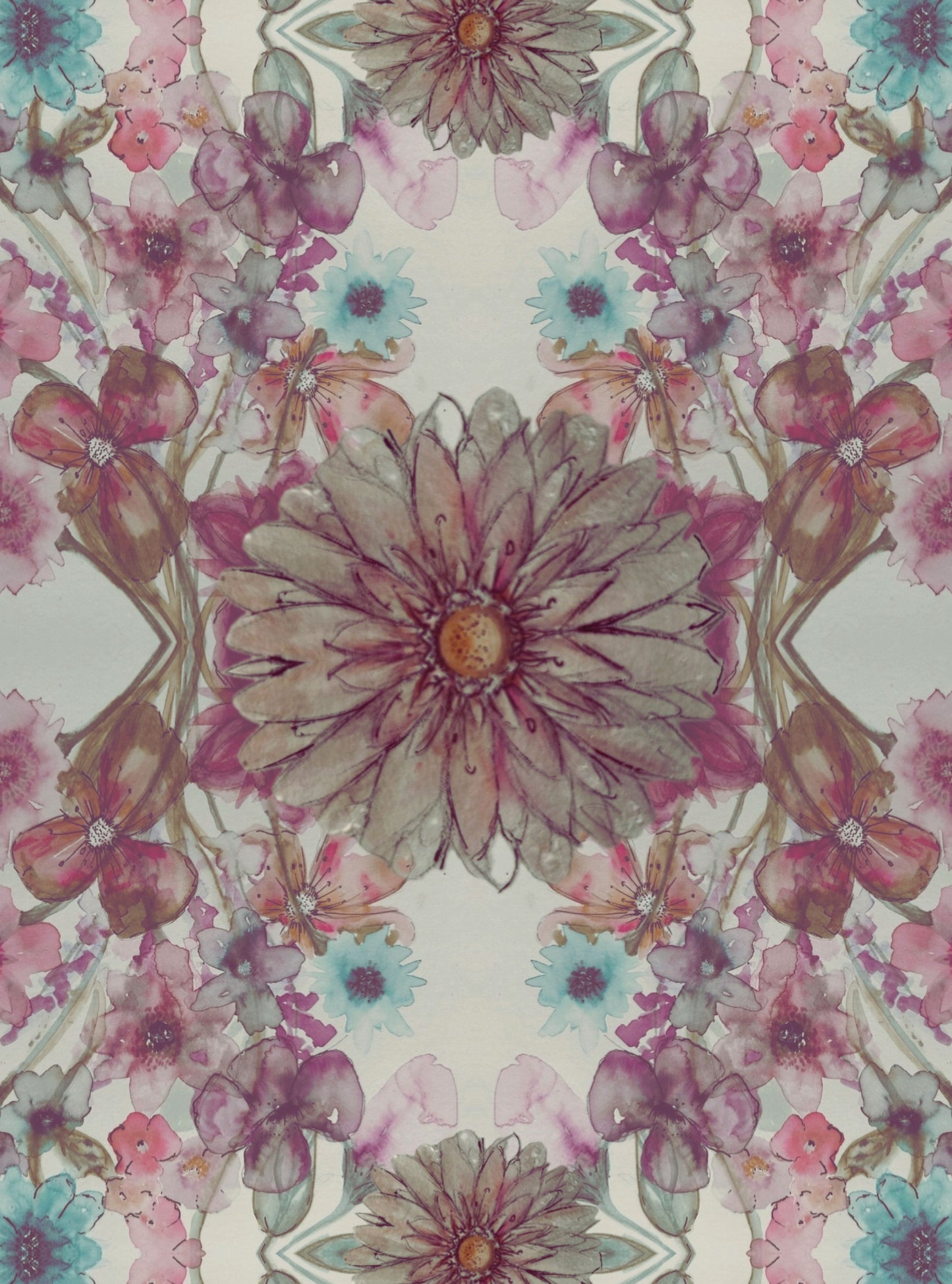 Tea towel cotton crepe - Heritage Bloom - Scandi