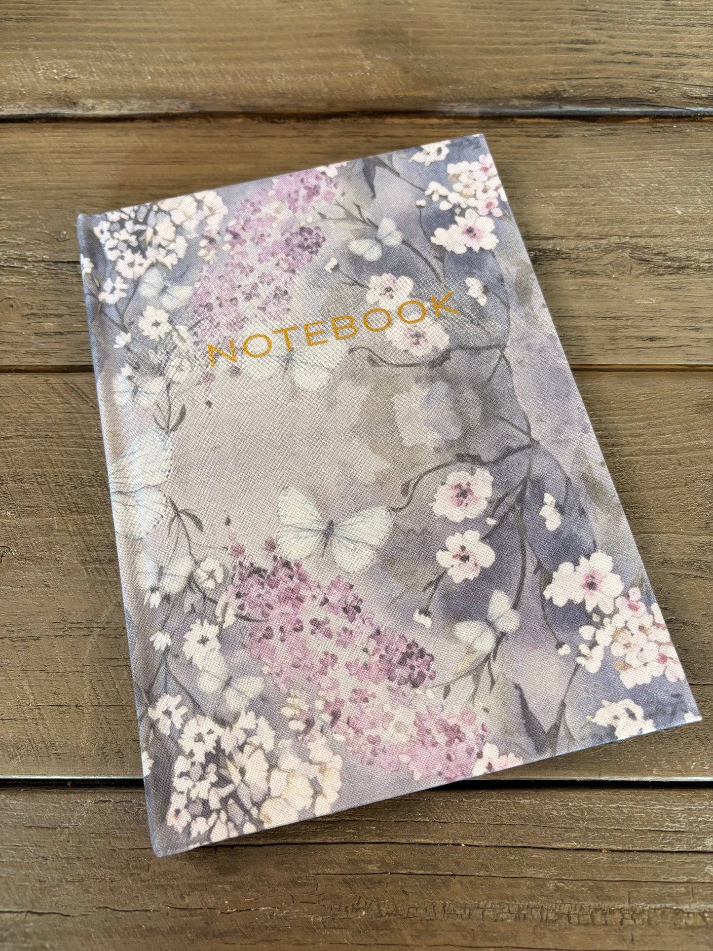 Linen Notebook - Cottage Garden - Grey