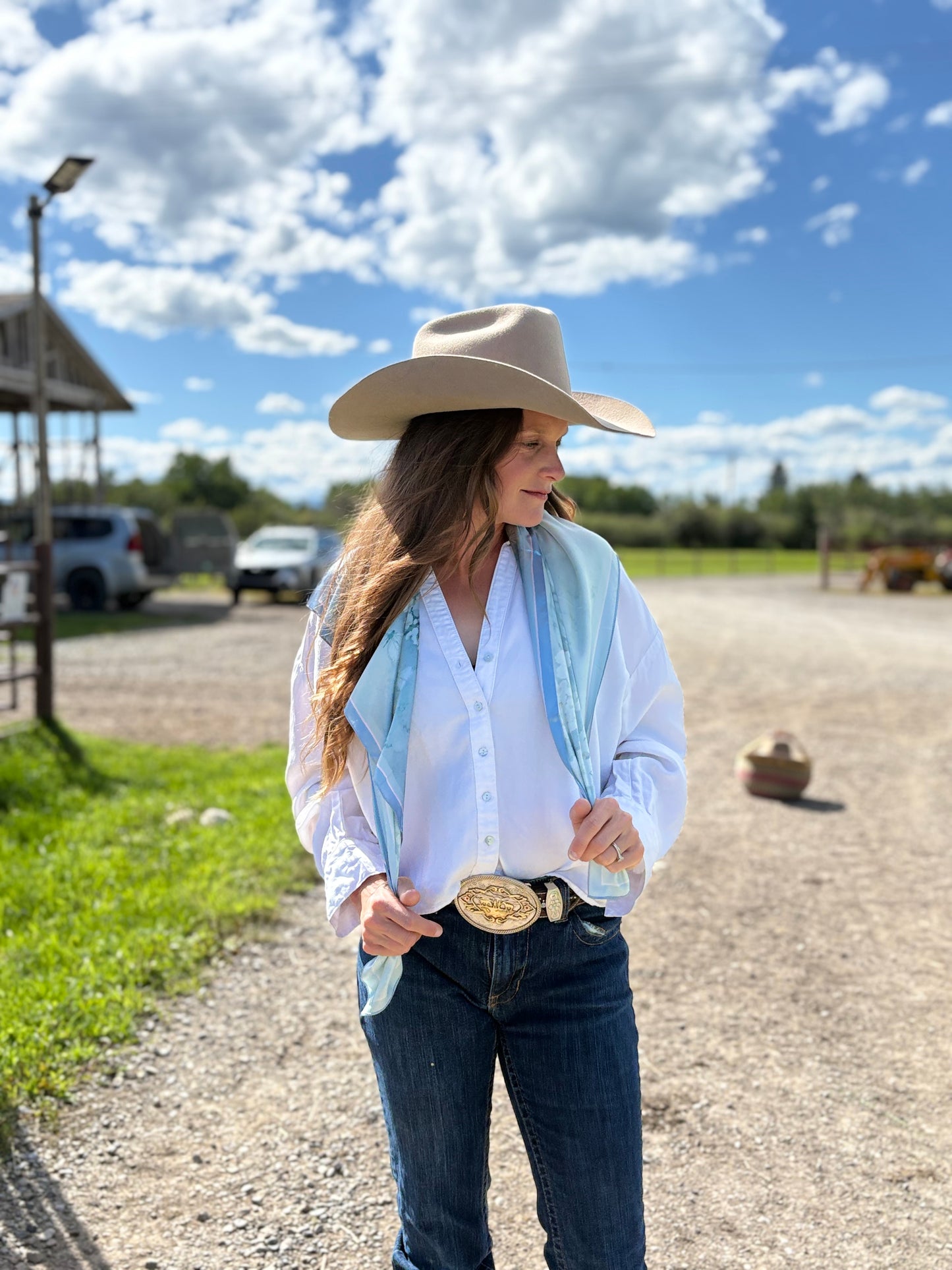 Satin Scarf 35 x 35 - Cottage Garden - Soft Green