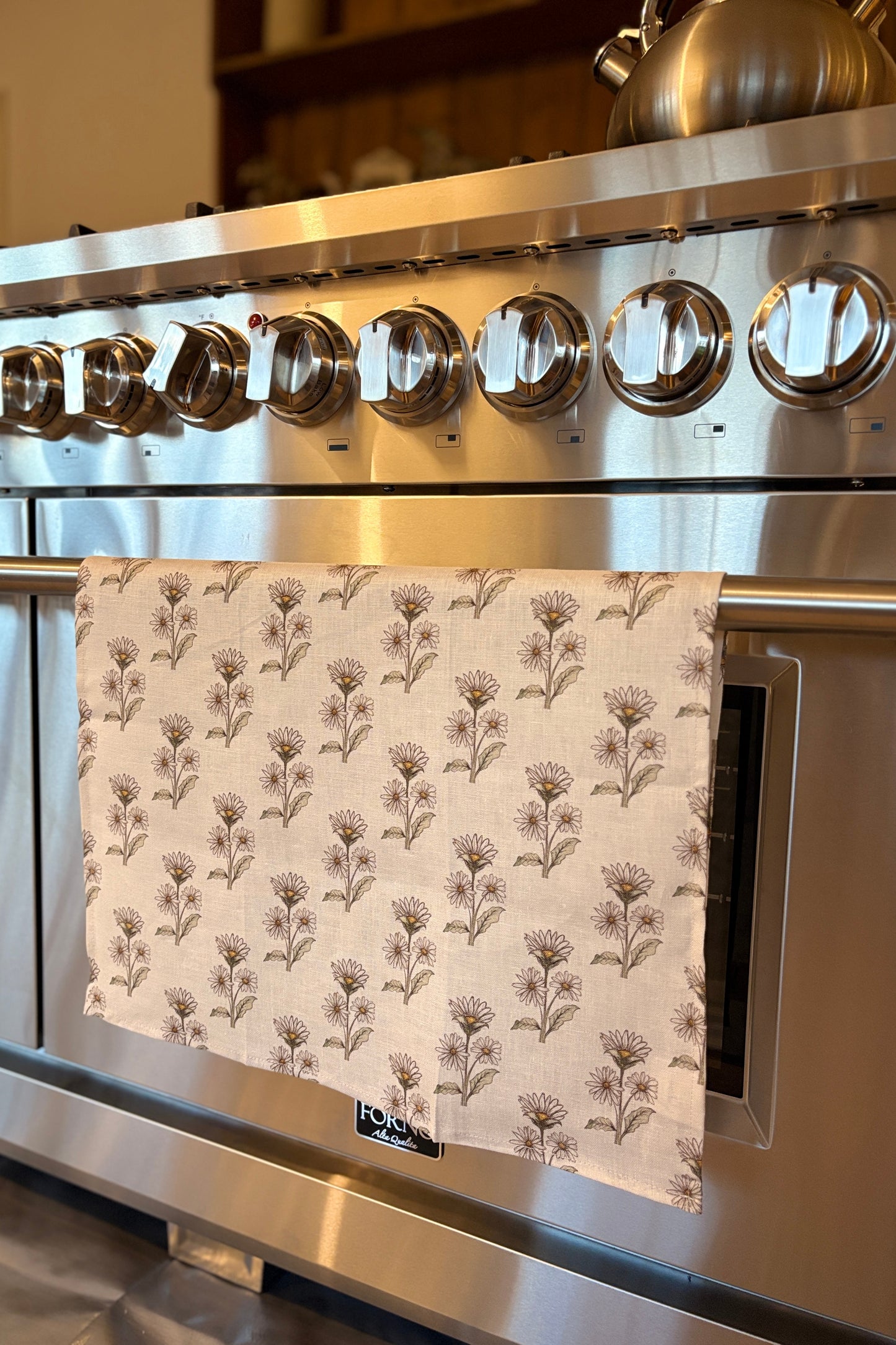 Tea towel linen - Retro Whimsy Daisy