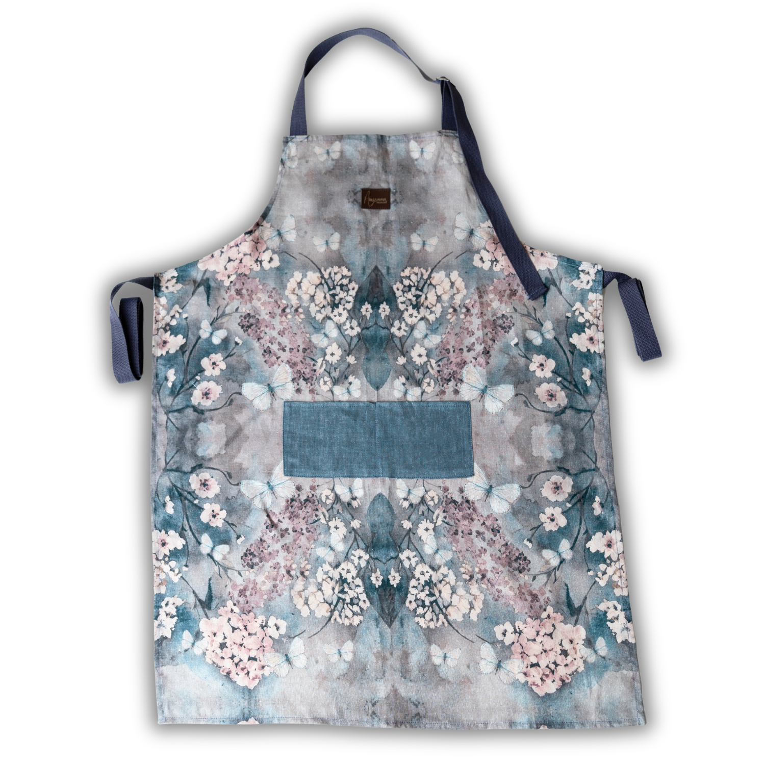 Linen Apron - Cottage Garden - Deep Blue