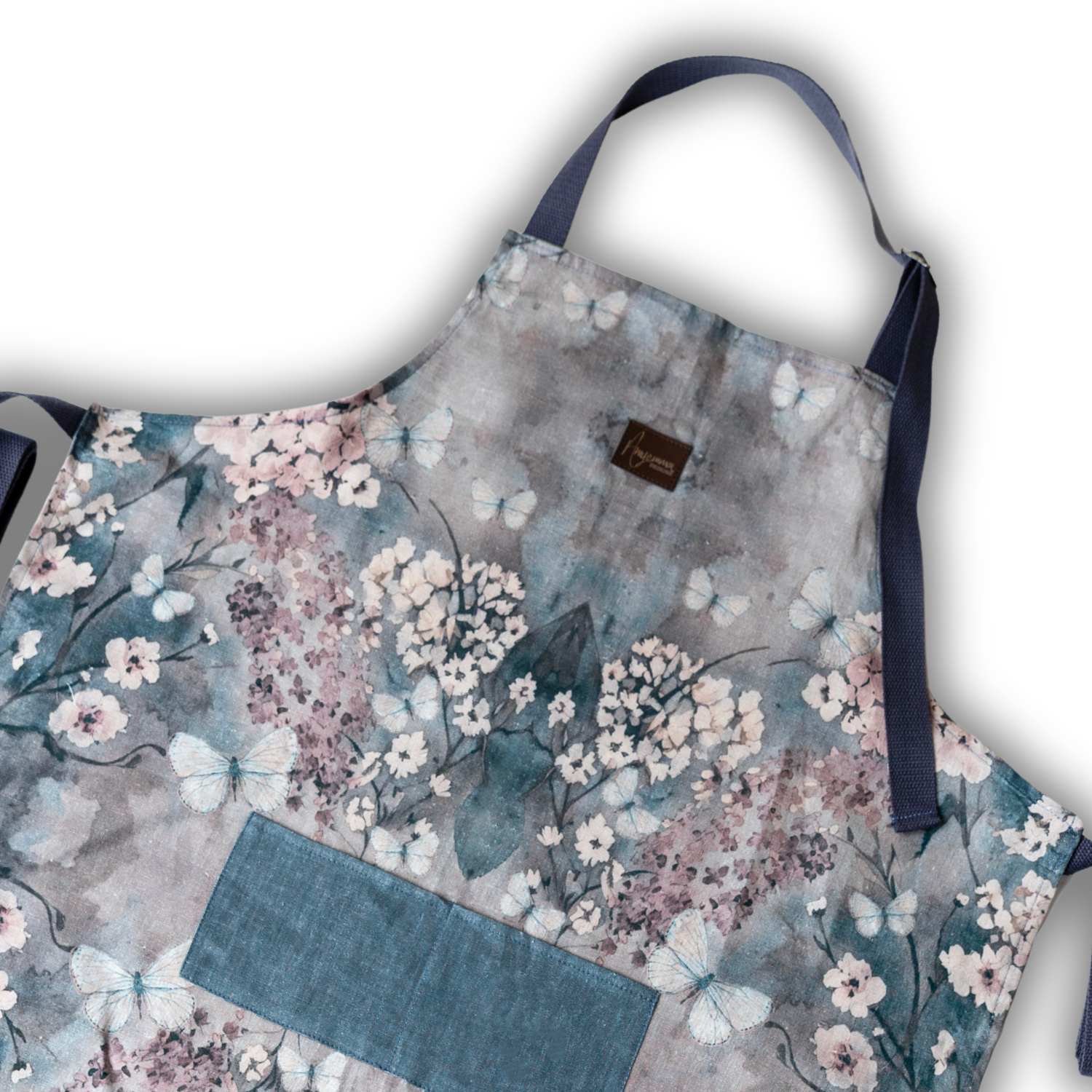 Linen Apron - Cottage Garden - Deep Blue