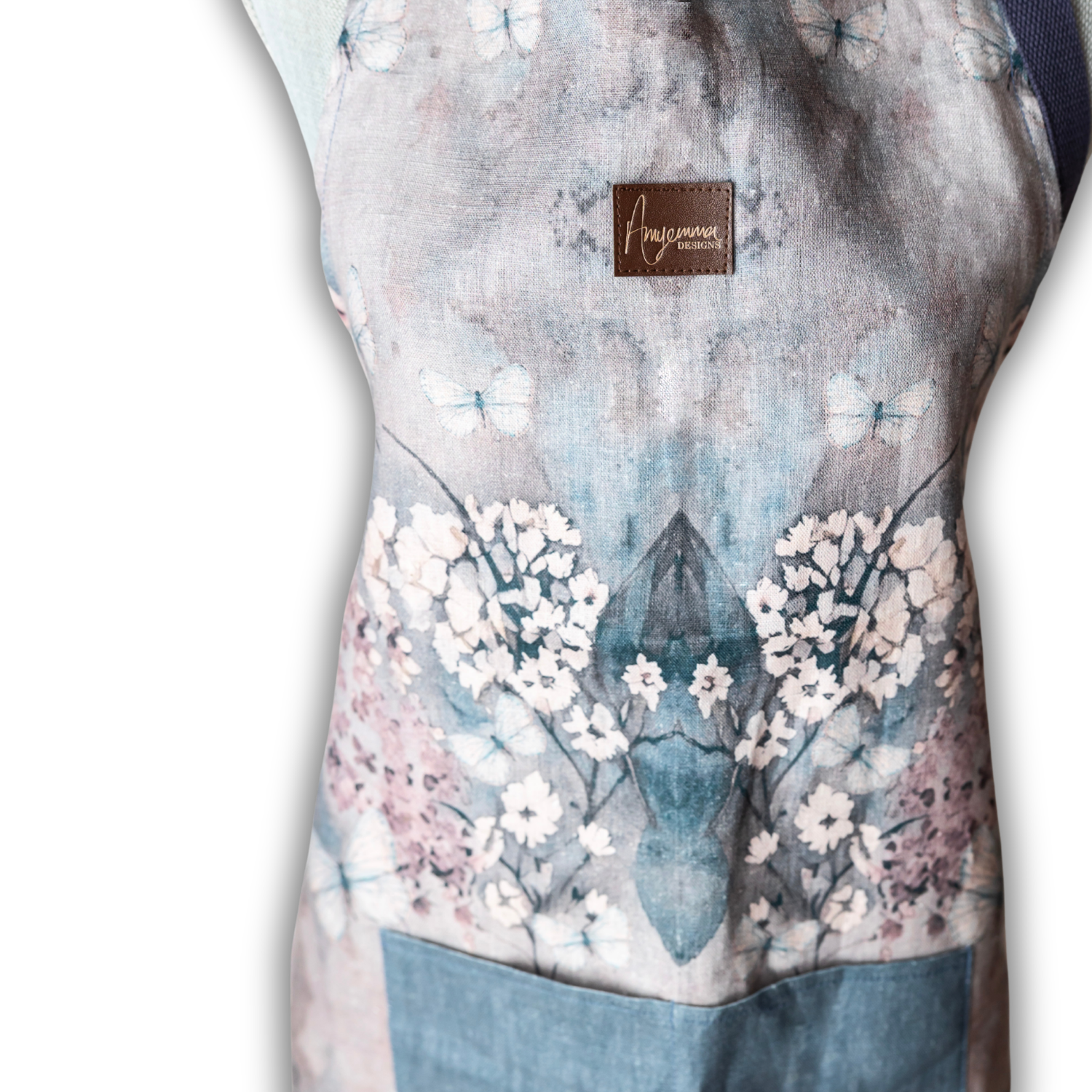 Linen Apron - Cottage Garden - Deep Blue