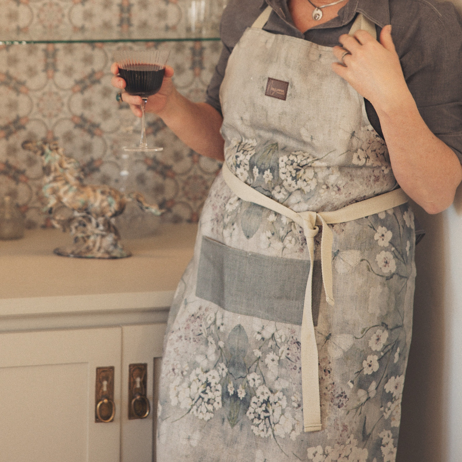 Linen Apron - Cottage Garden - Soft Green