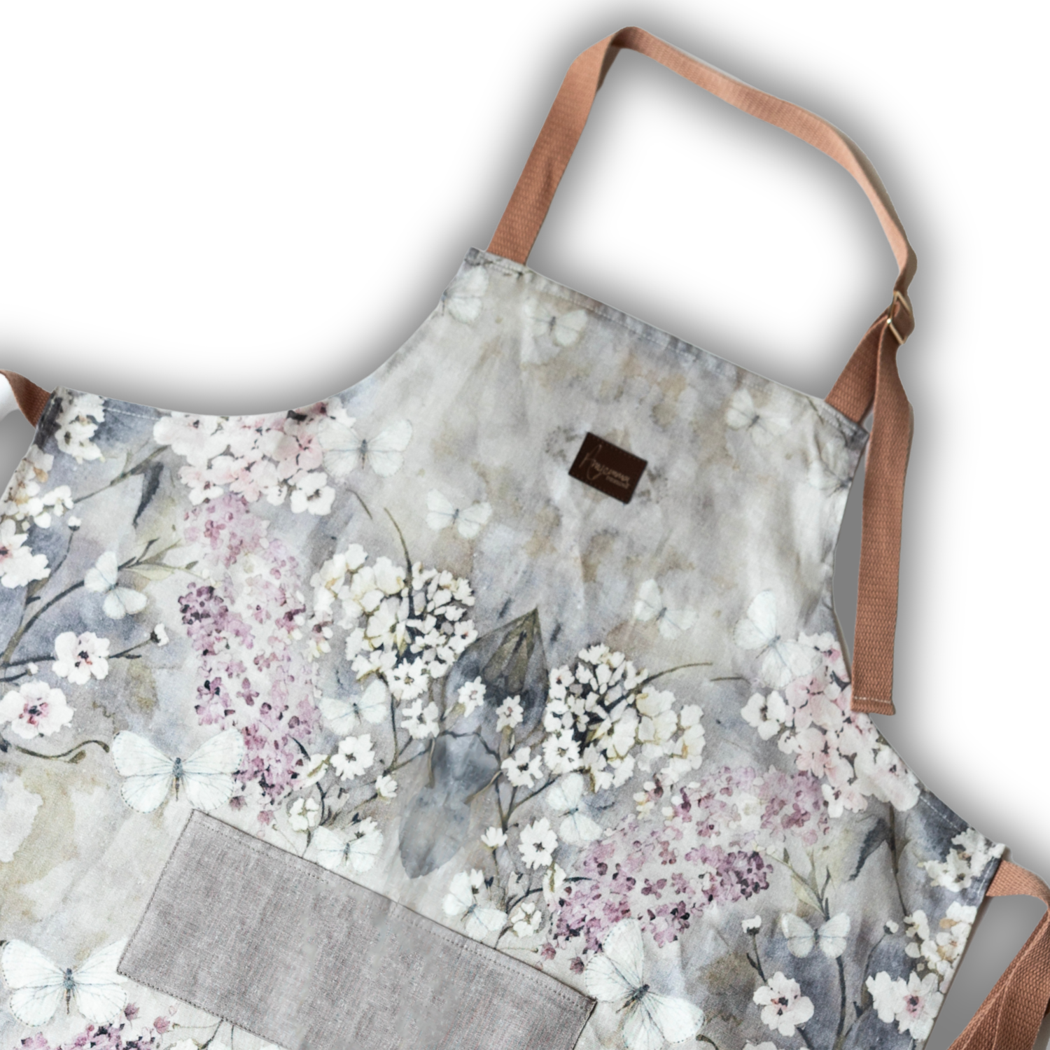 Linen Apron - Cottage Garden - Grey