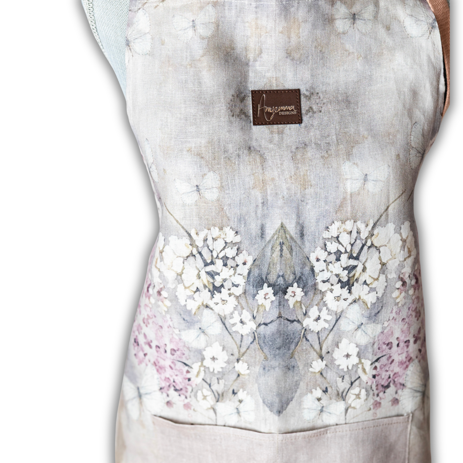 Linen Apron - Cottage Garden - Grey