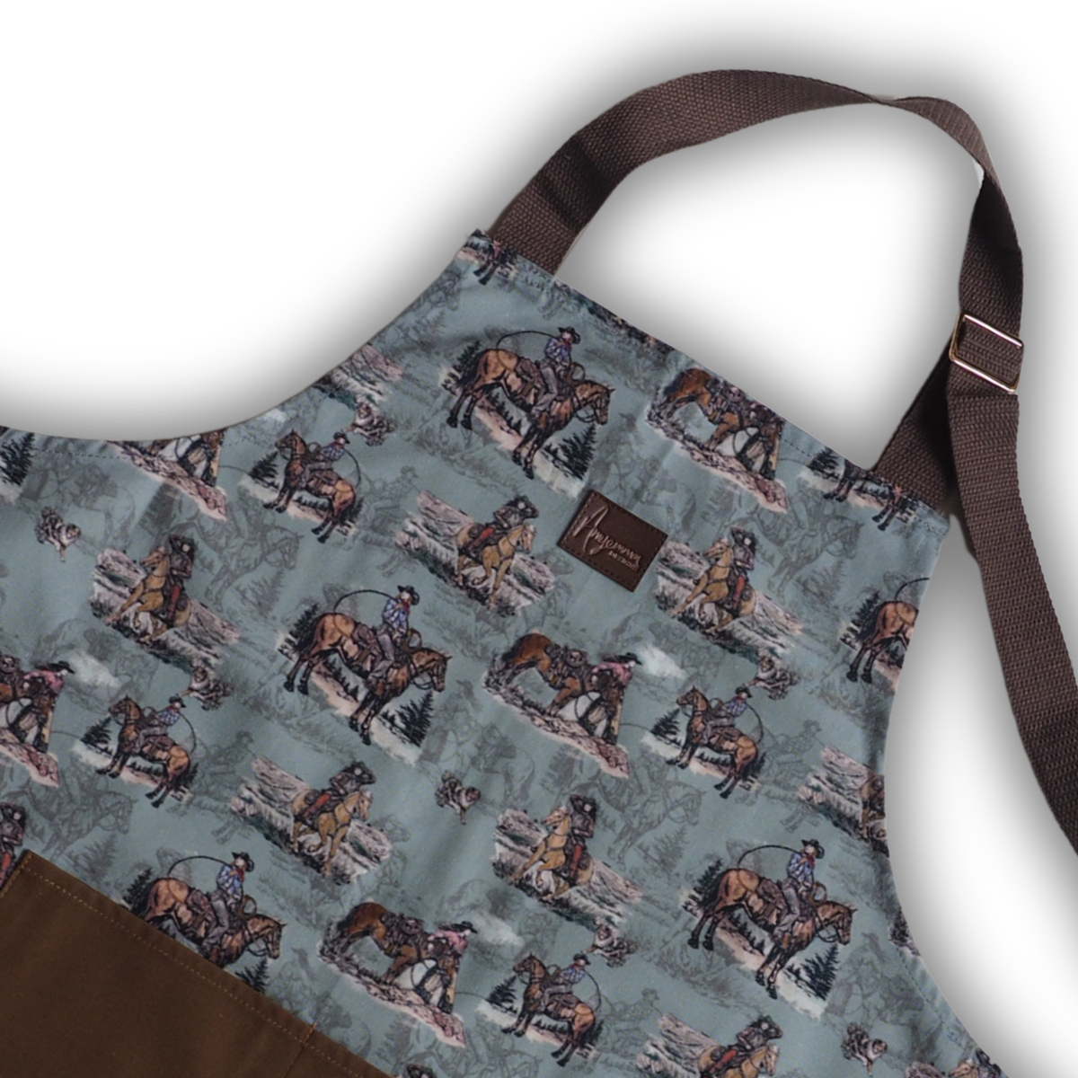 Cotton Apron - Sage and Saddle - Turquoise
