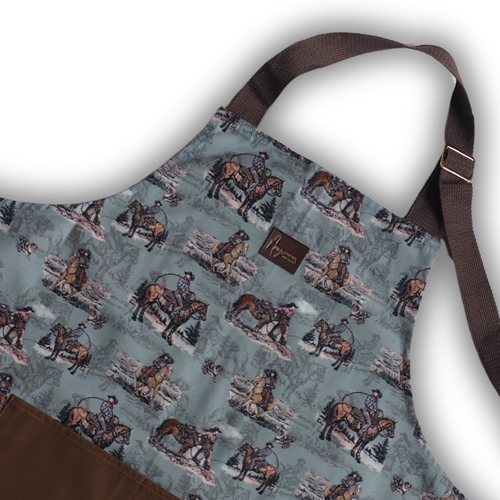 Cotton Apron - Sage and Saddle - Turquoise