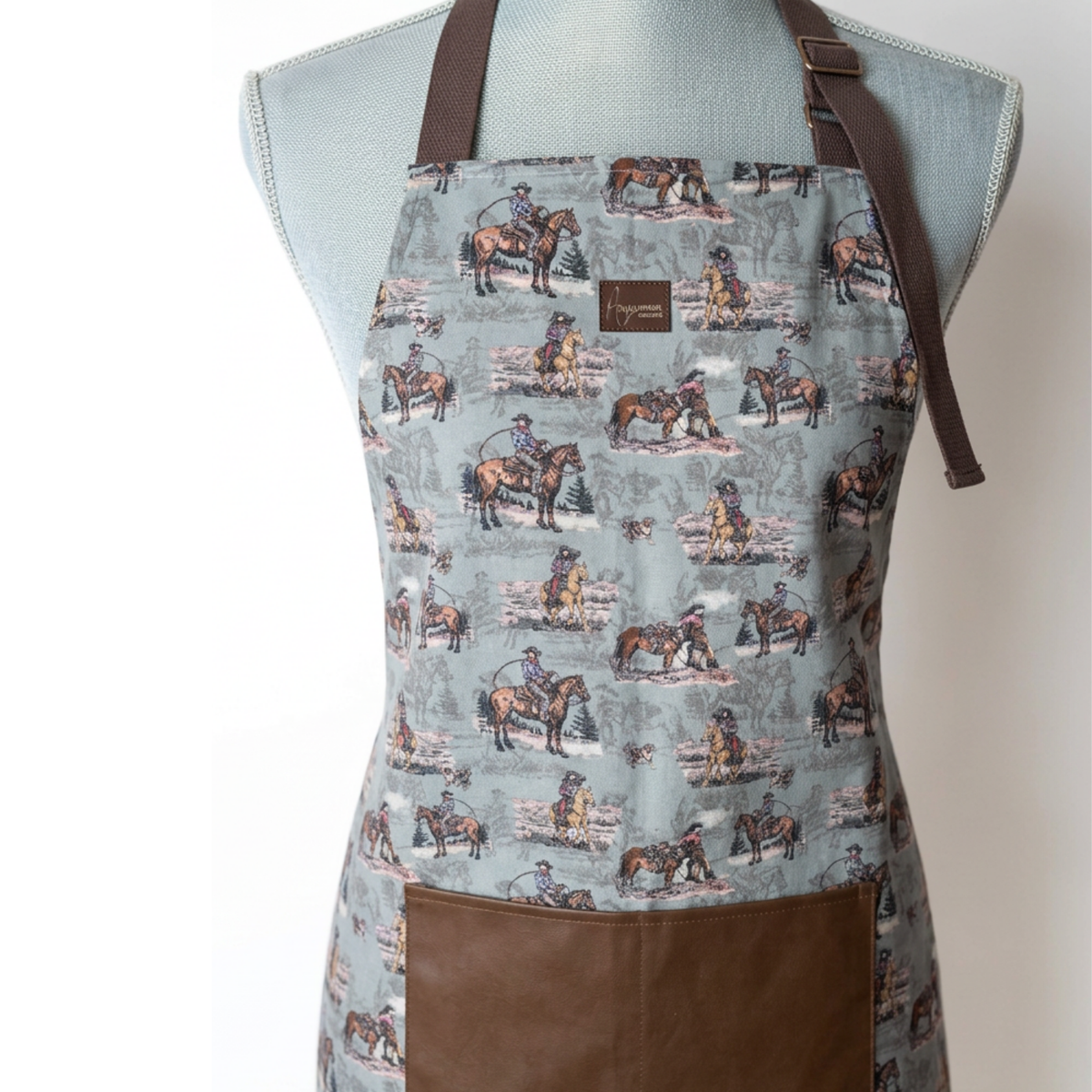 Cotton Apron - Sage and Saddle - Turquoise