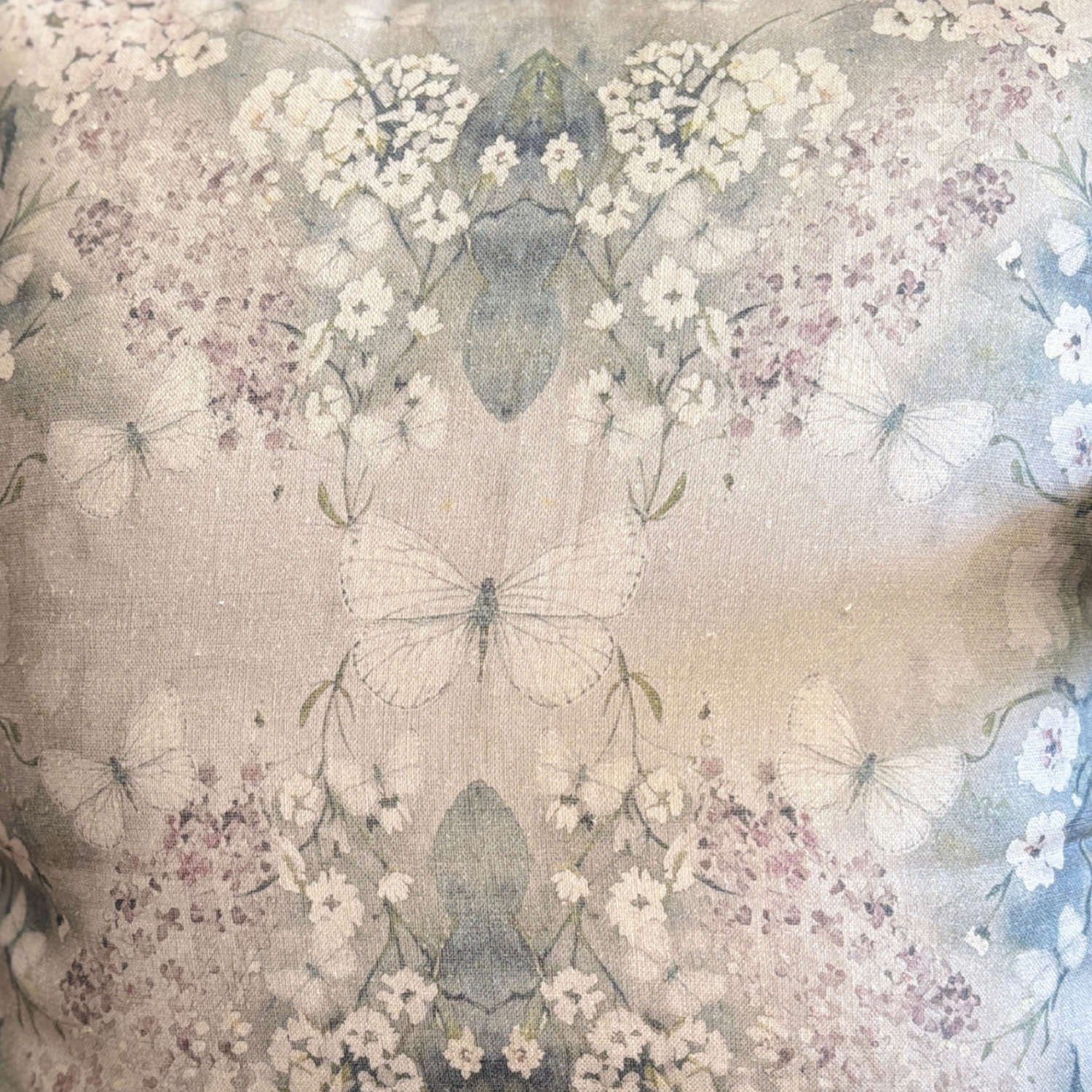 Linen Cushion 16  x 16  - Cottage Garden - Soft Green