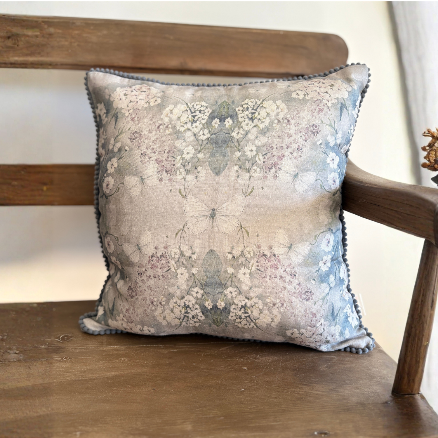 Linen Cushion 16  x 16  - Cottage Garden - Soft Green