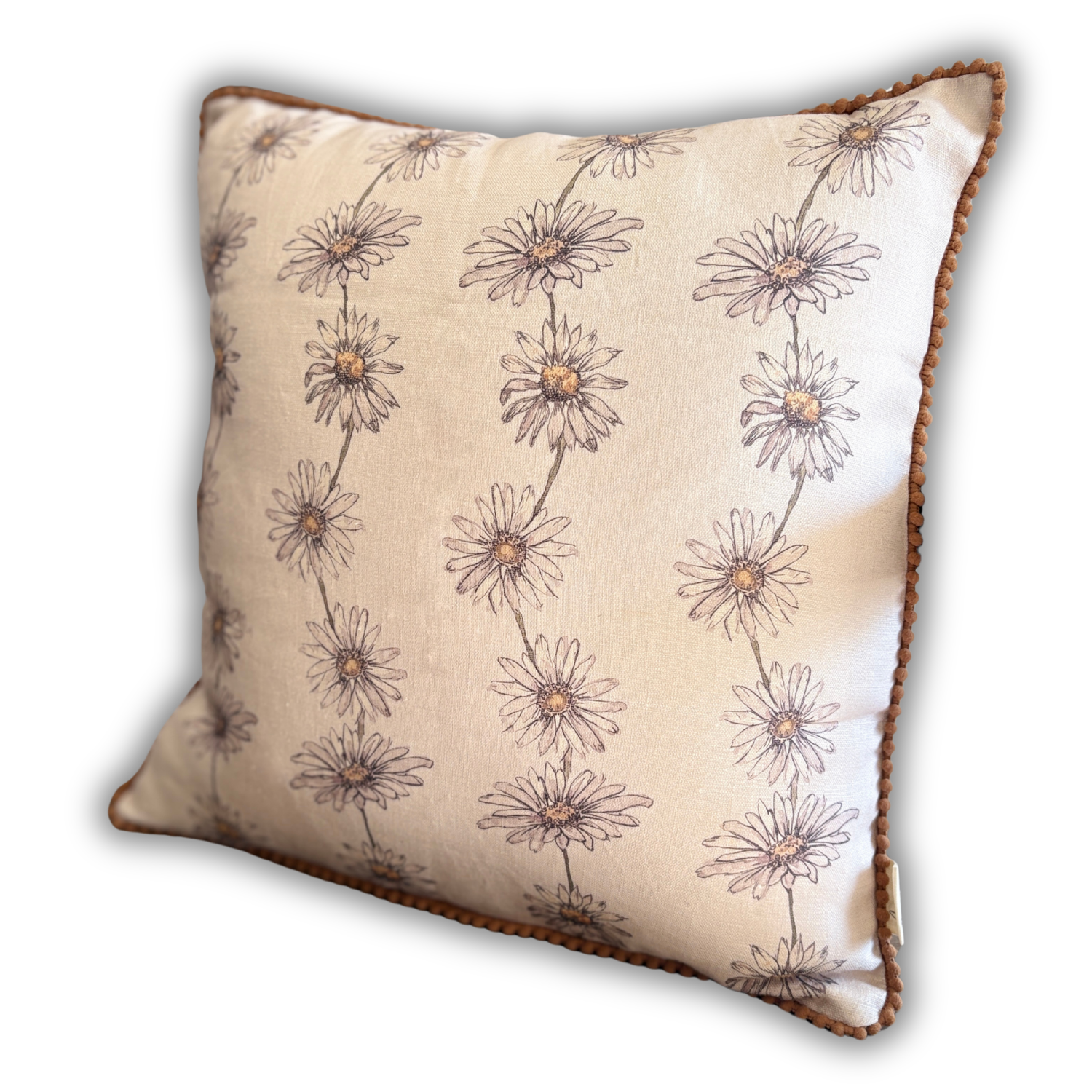 Linen Cushion 16  x 16  - Daisy Chain - Cream