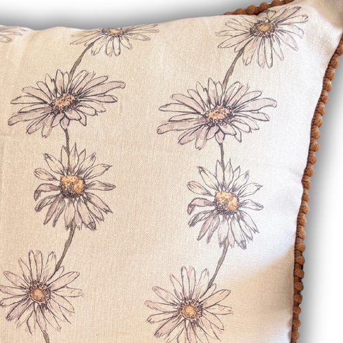 Linen Cushion 16  x 16  - Daisy Chain - Cream