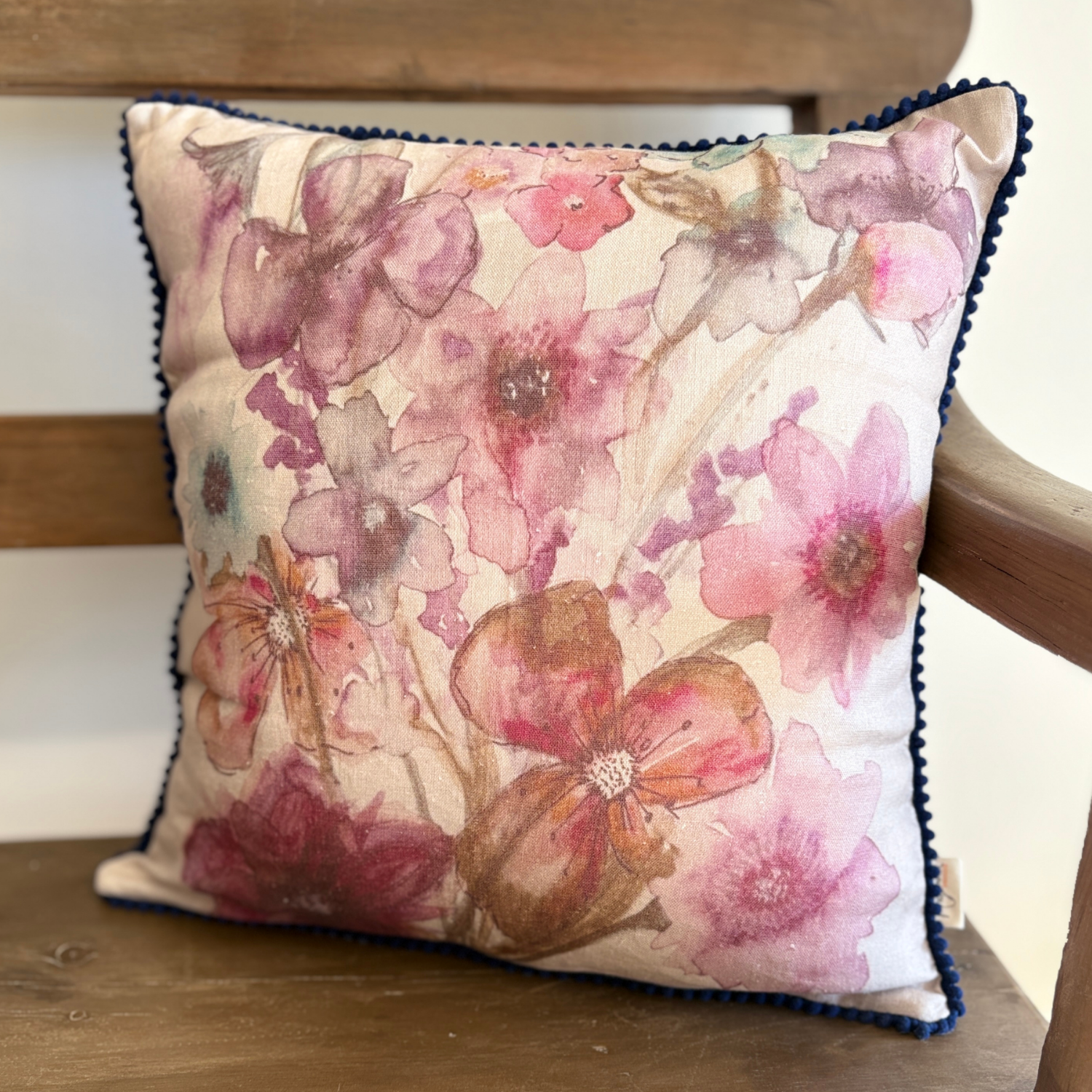 Linen Cushion 16  x 16  - Heritage Bloom - Cream