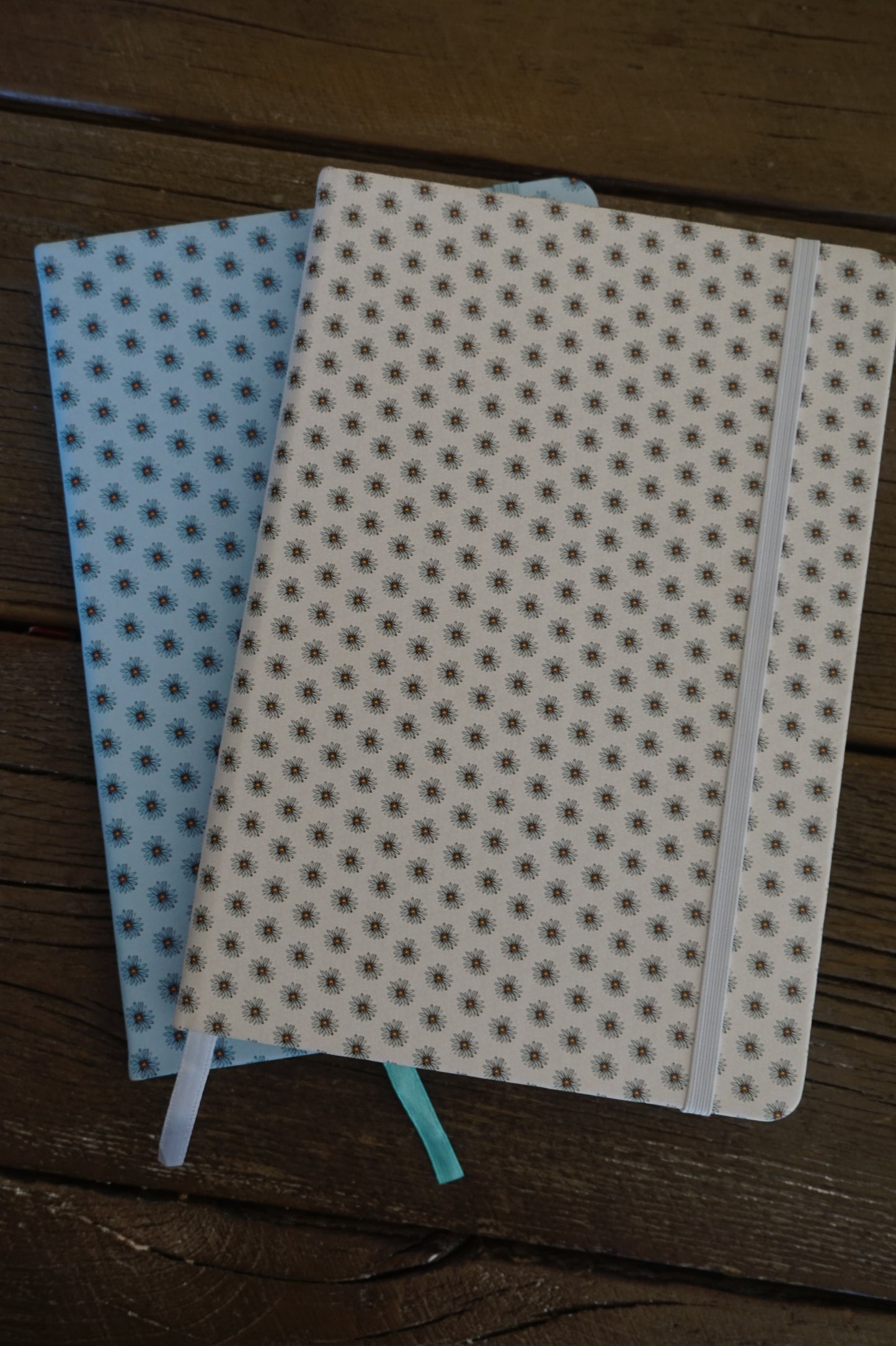 PU Leather Notebook - Ditzy Daisy - Blue