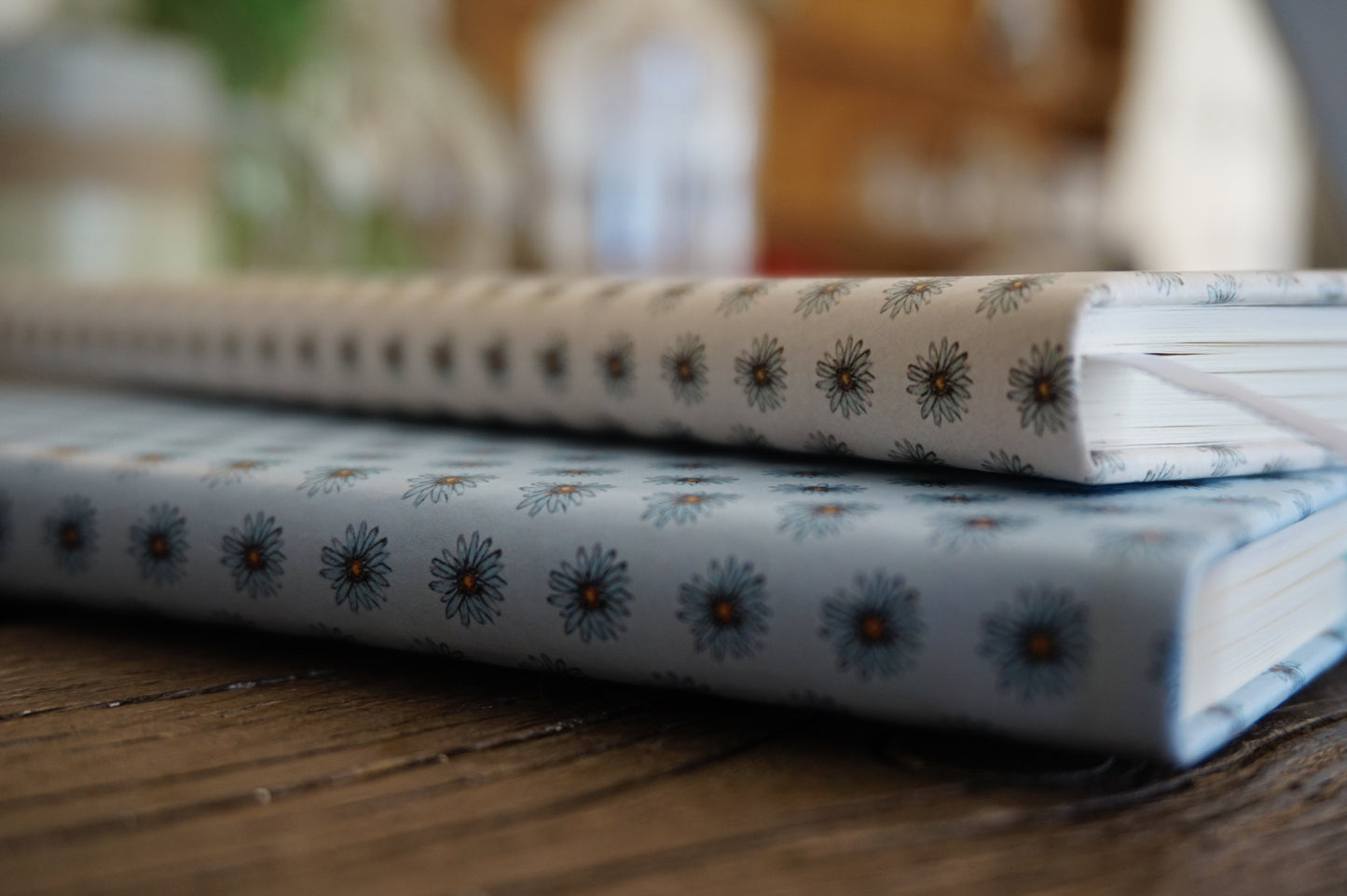 PU Leather Notebook - Ditzy Daisy - Blue