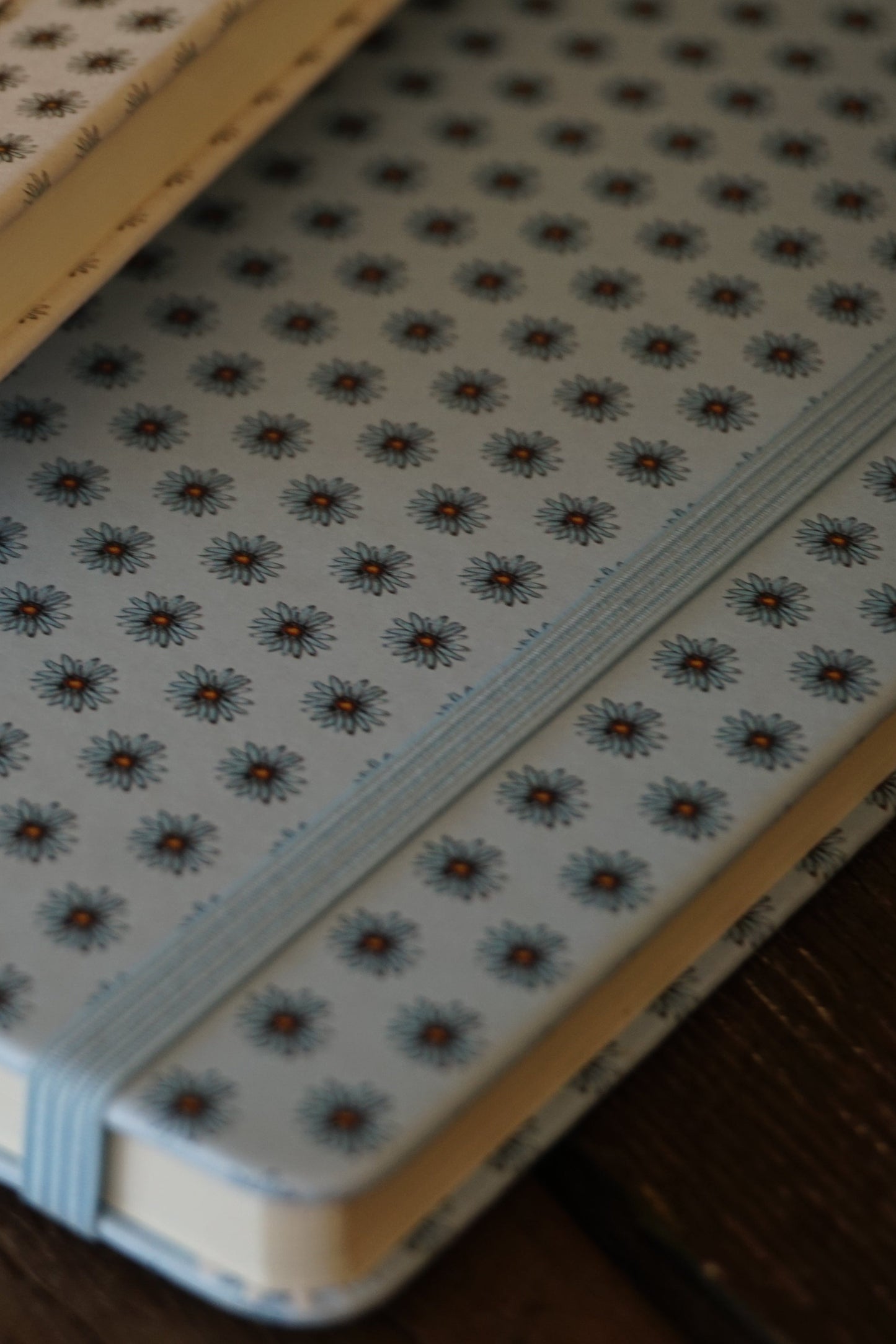 PU Leather Notebook - Ditzy Daisy - Blue