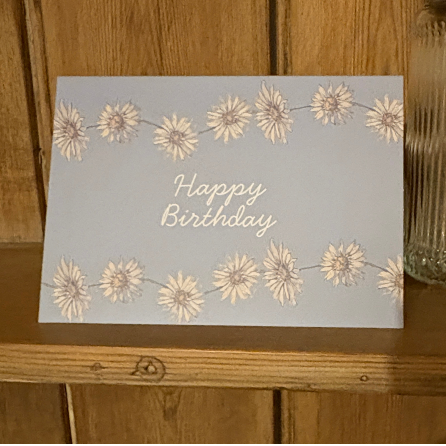 Happy Birthday card - Daisy Chain - Blue