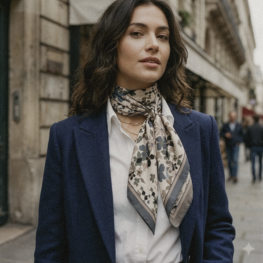 Silk Scarf 35 x 35 - Garden Bloom - Cream