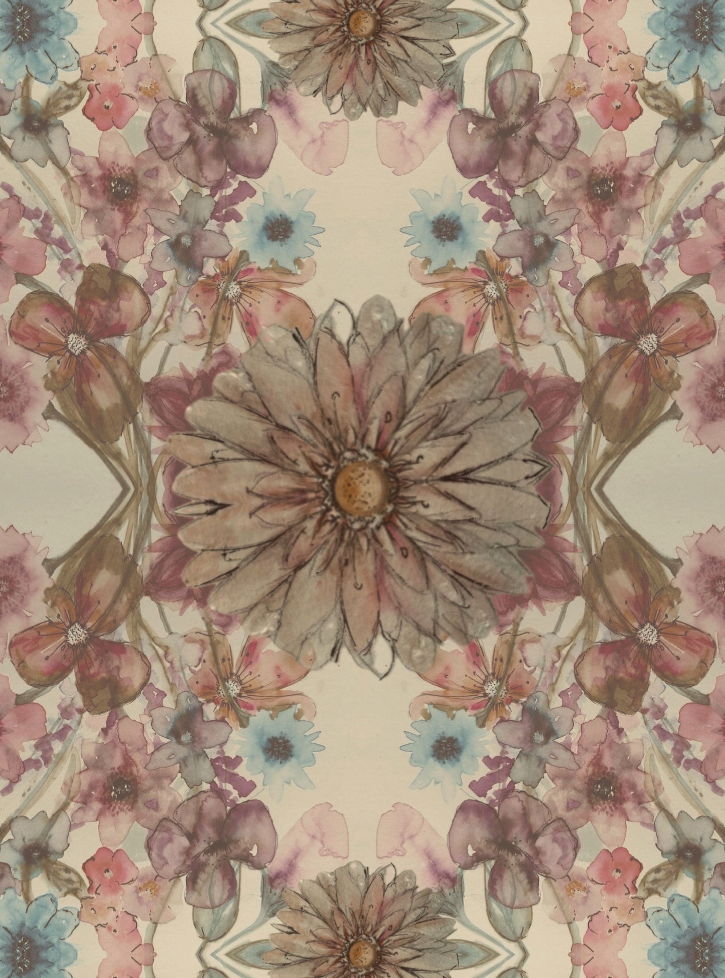 Tea towel cotton crepe - Heritage Bloom - Scandi