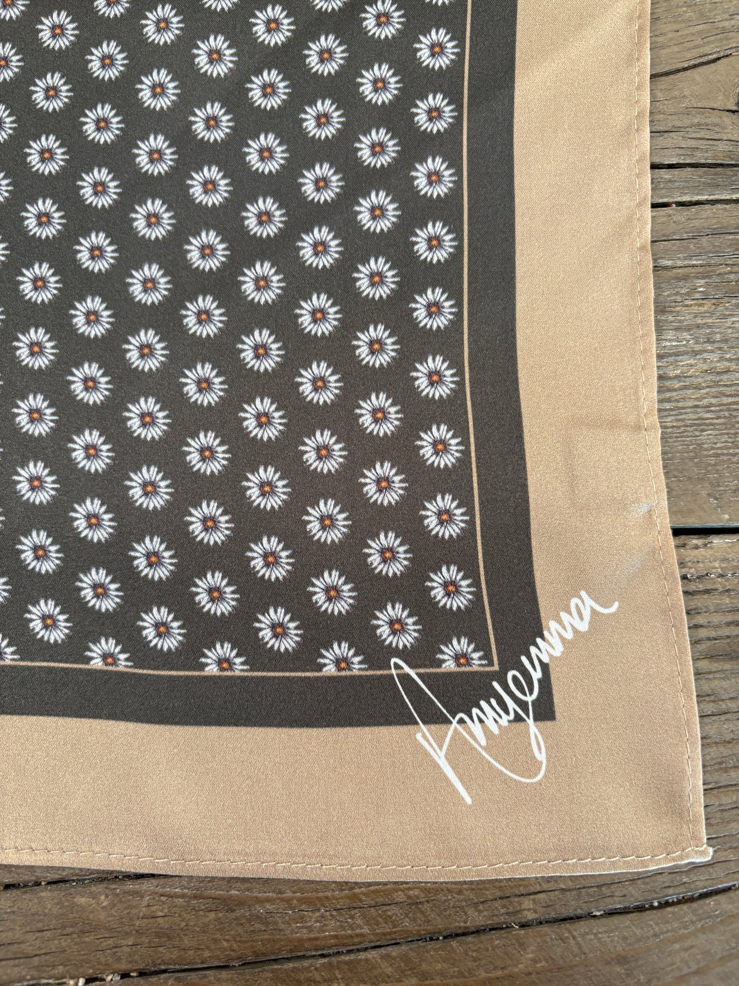 Silk Scarf 35 x 35 - Ditzy Daisy - Green