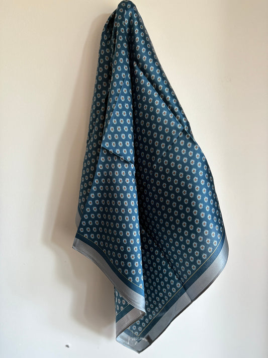 Silk Scarf 35 x 35 - Ditzy Daisy - Navy