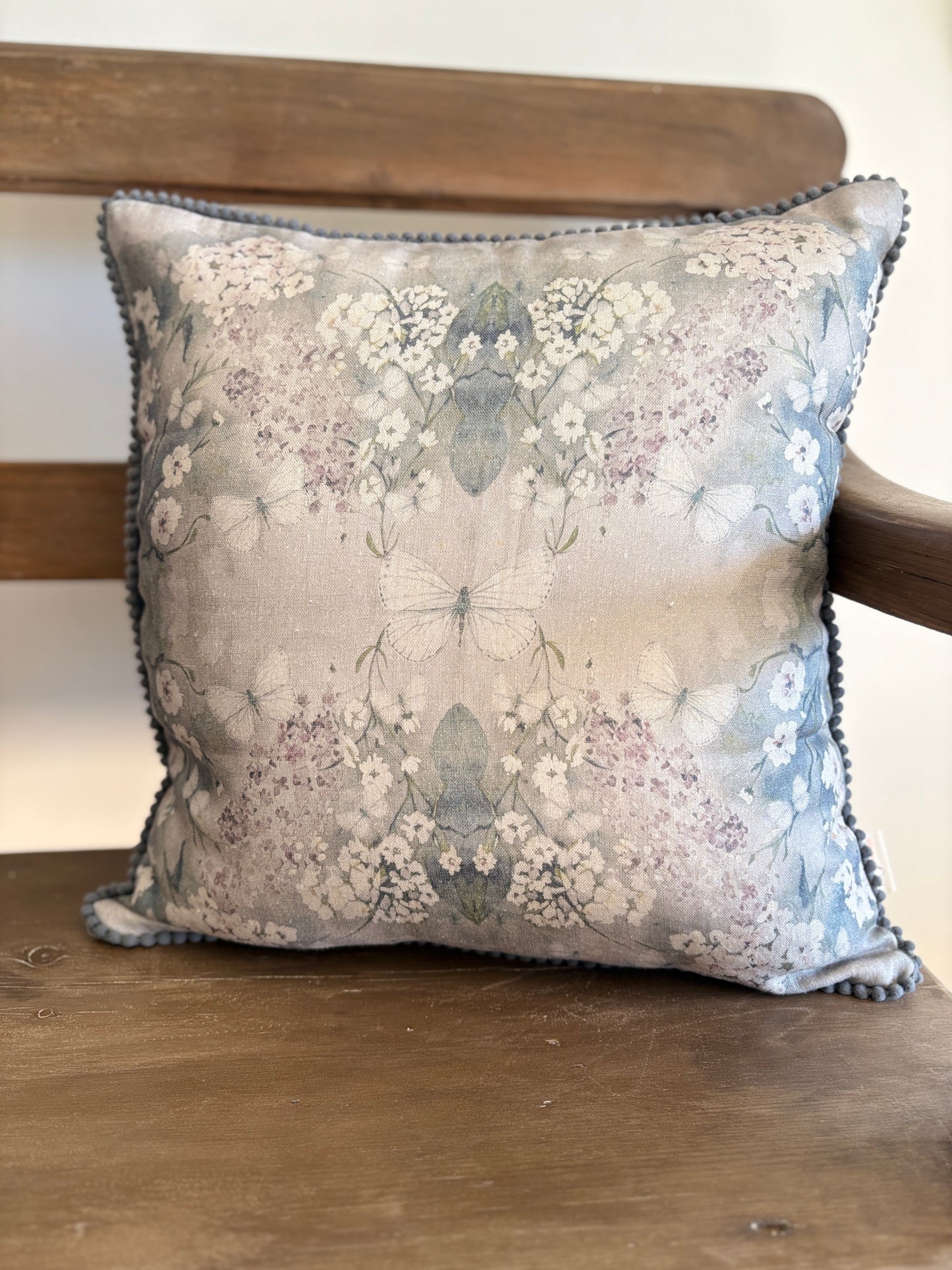 Linen Cushion 16  x 16  - Cottage Garden - Soft Green