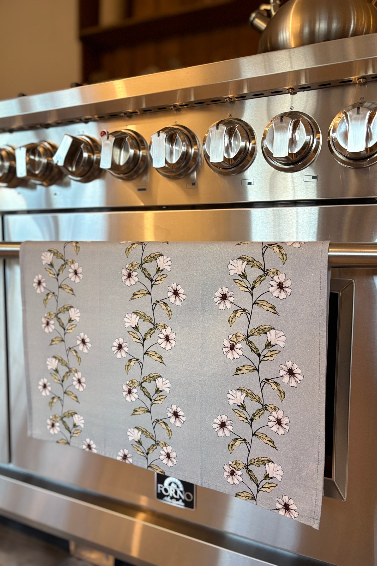 Tea towel cotton crepe - Trailing Flowers - Blue