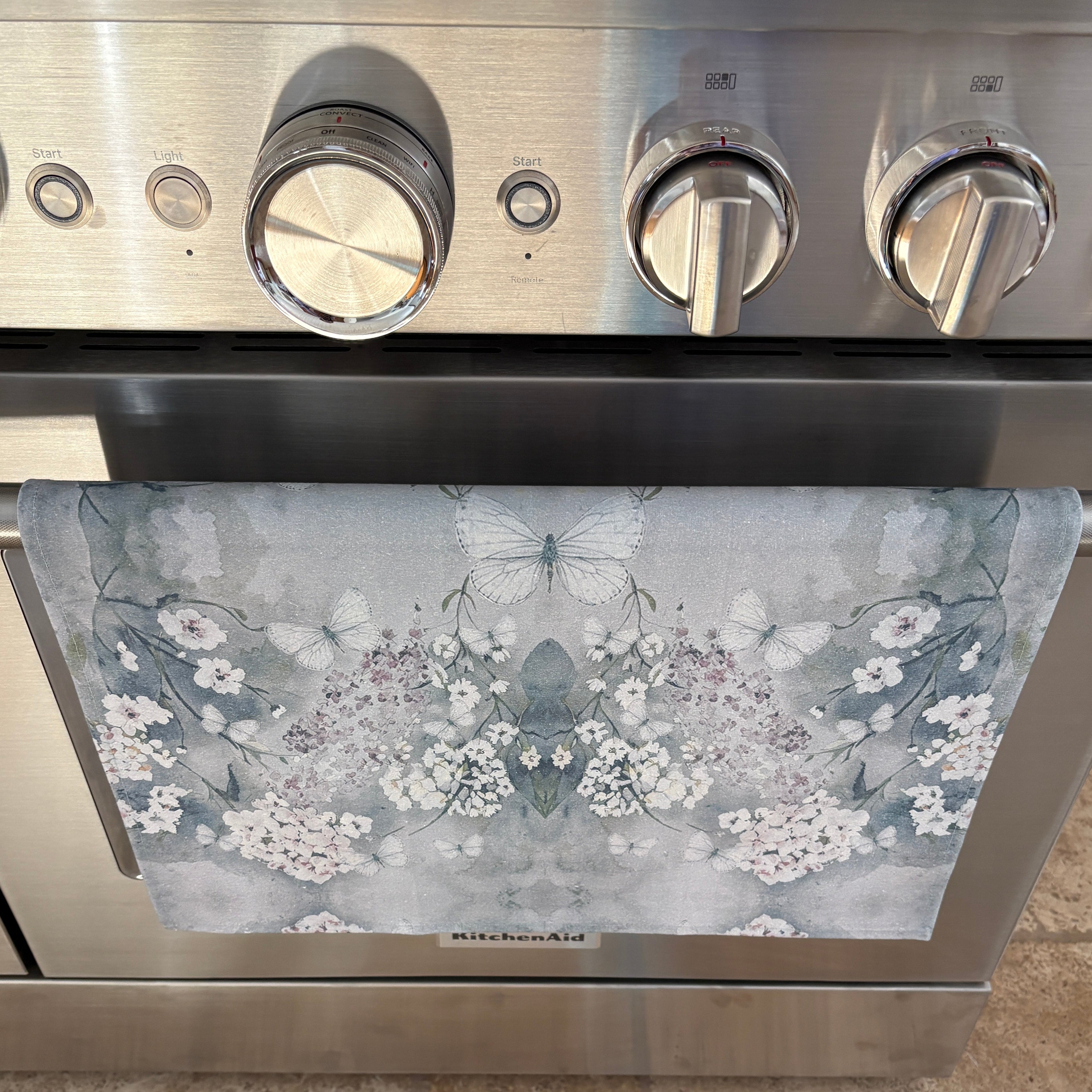 Tea towel cotton crepe - Cottage Garden - Soft Green