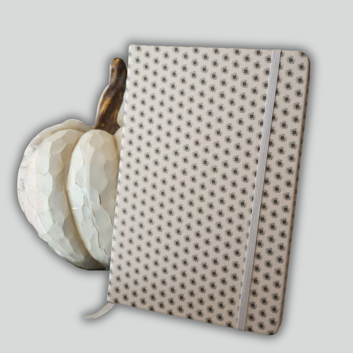 PU Leather Notebook - Ditzy Daisy - White