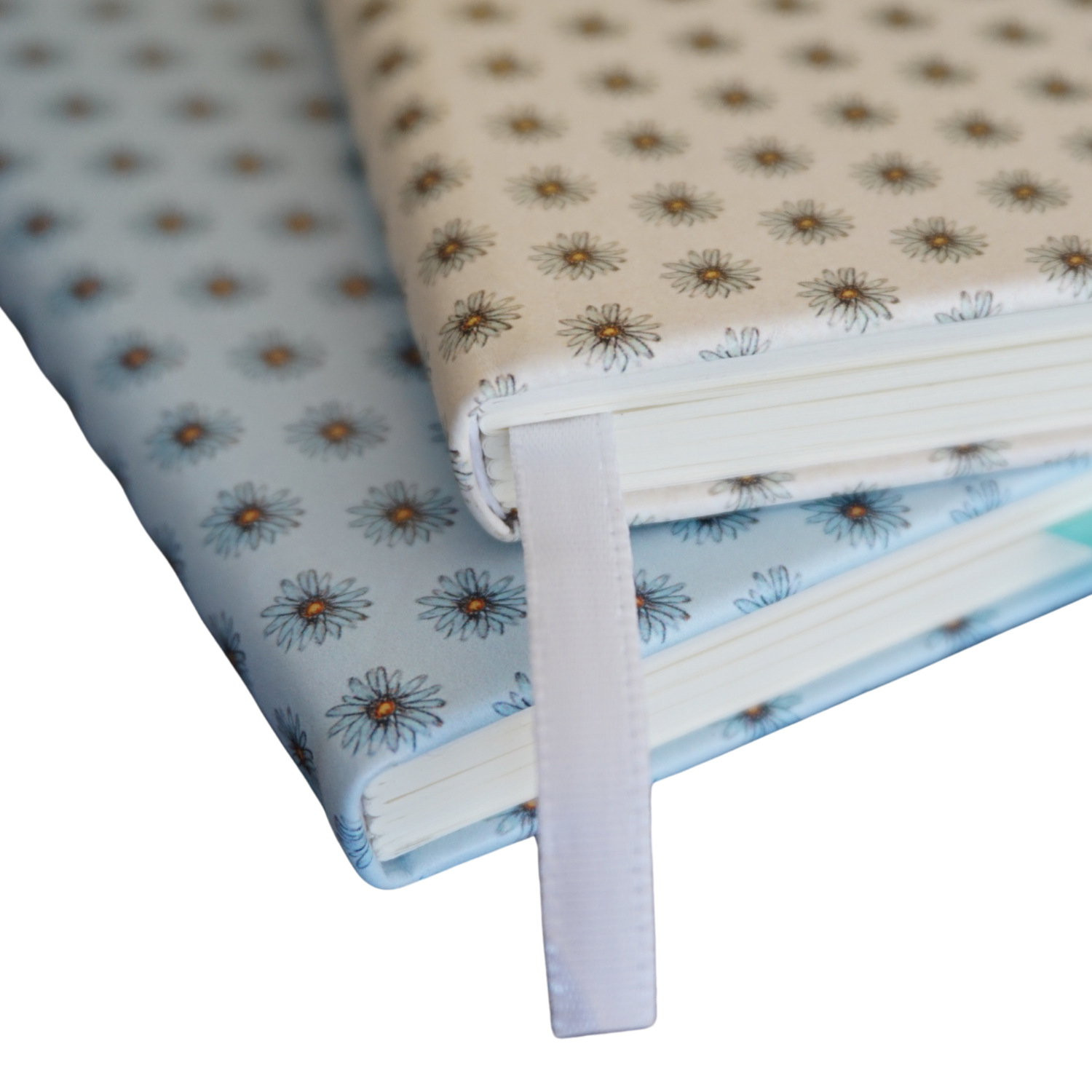 PU Leather Notebook - Ditzy Daisy - White