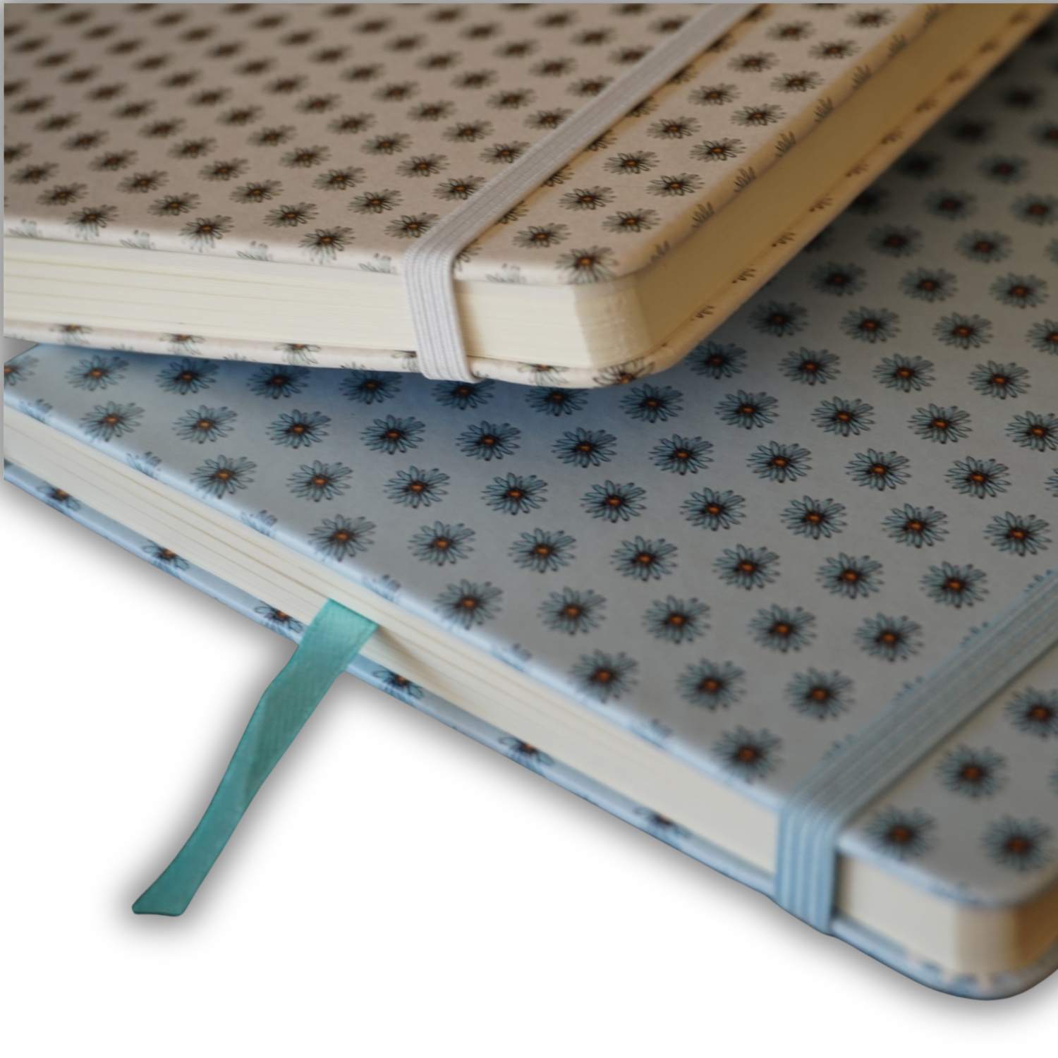 PU Leather Notebook - Ditzy Daisy - White