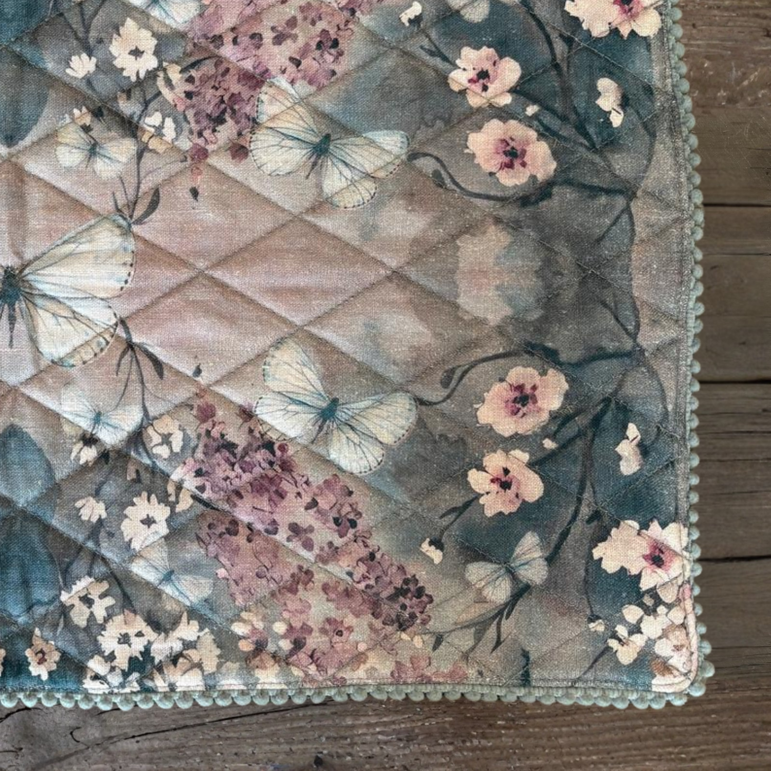 Linen Placemat - Cottage Garden - Deep Blue