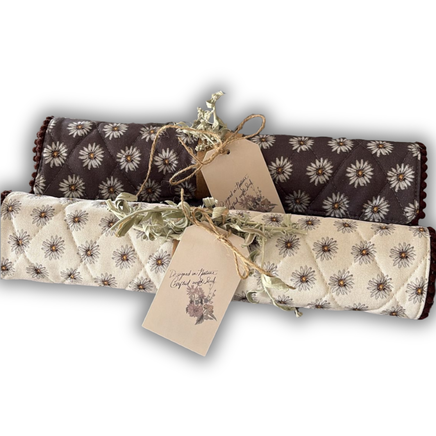 Cotton Placemat - Ditzy Daisy - Brown/White