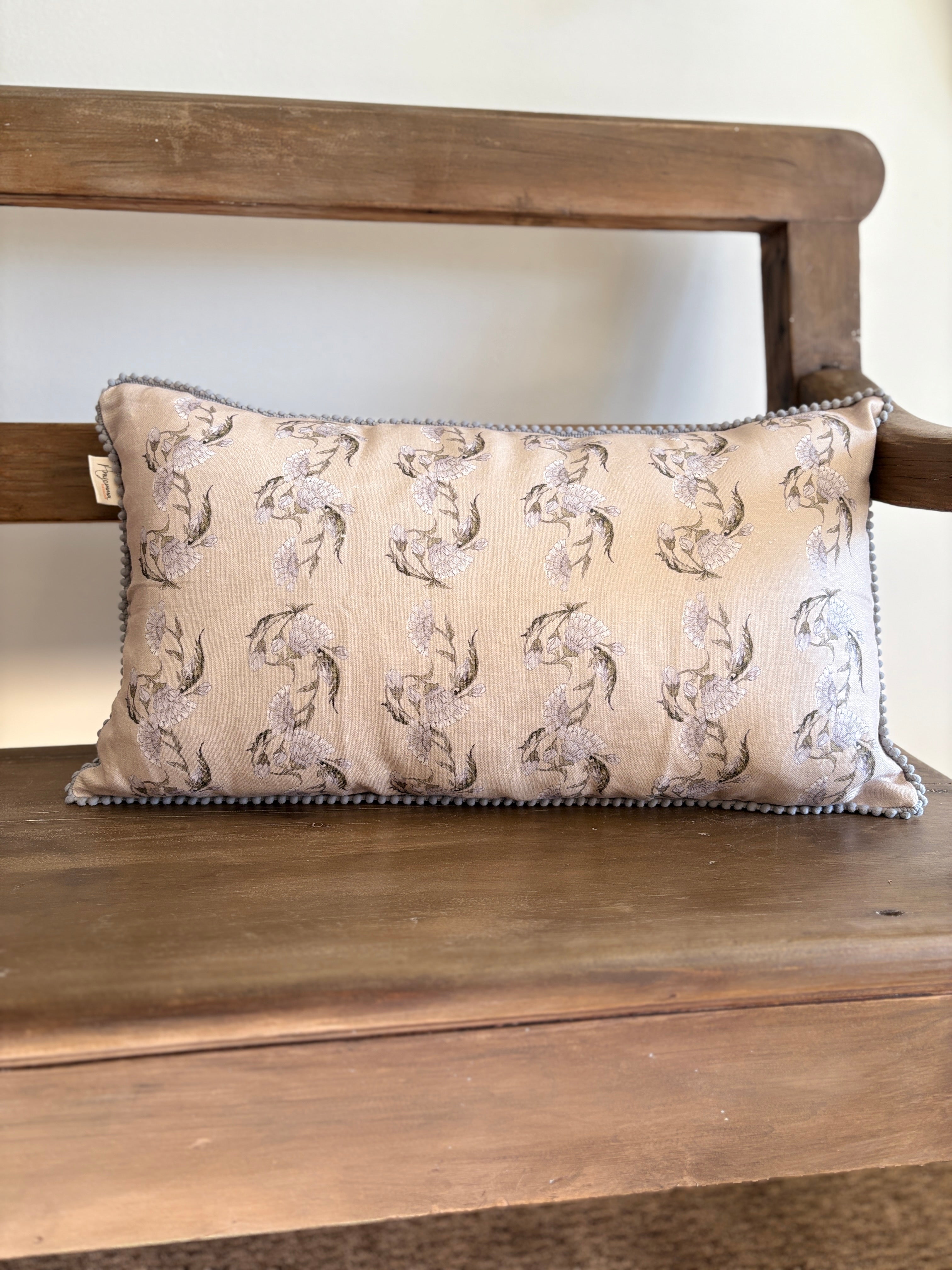 Linen Cushion 12  x 20  - Flowery - Hardwick