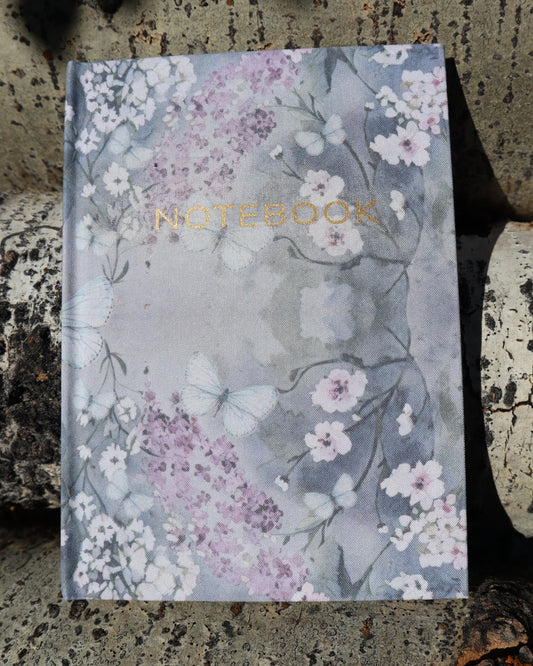 Linen Notebook - Cottage Garden - Grey