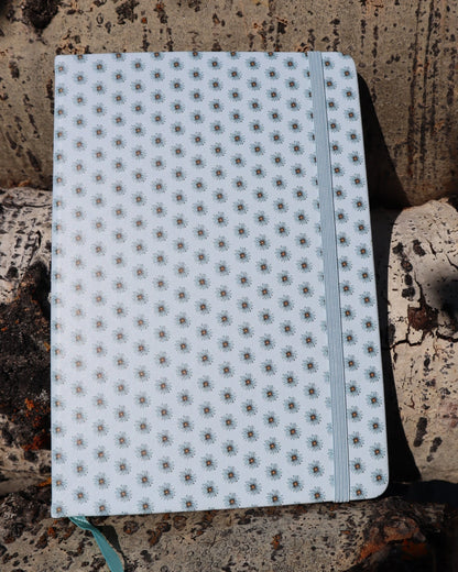 PU Leather Notebook - Ditzy Daisy - Blue