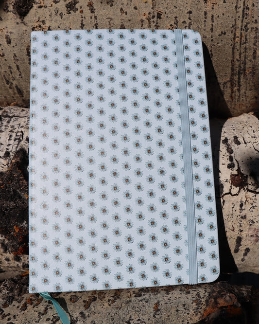 PU Leather Notebook - Ditzy Daisy - Blue