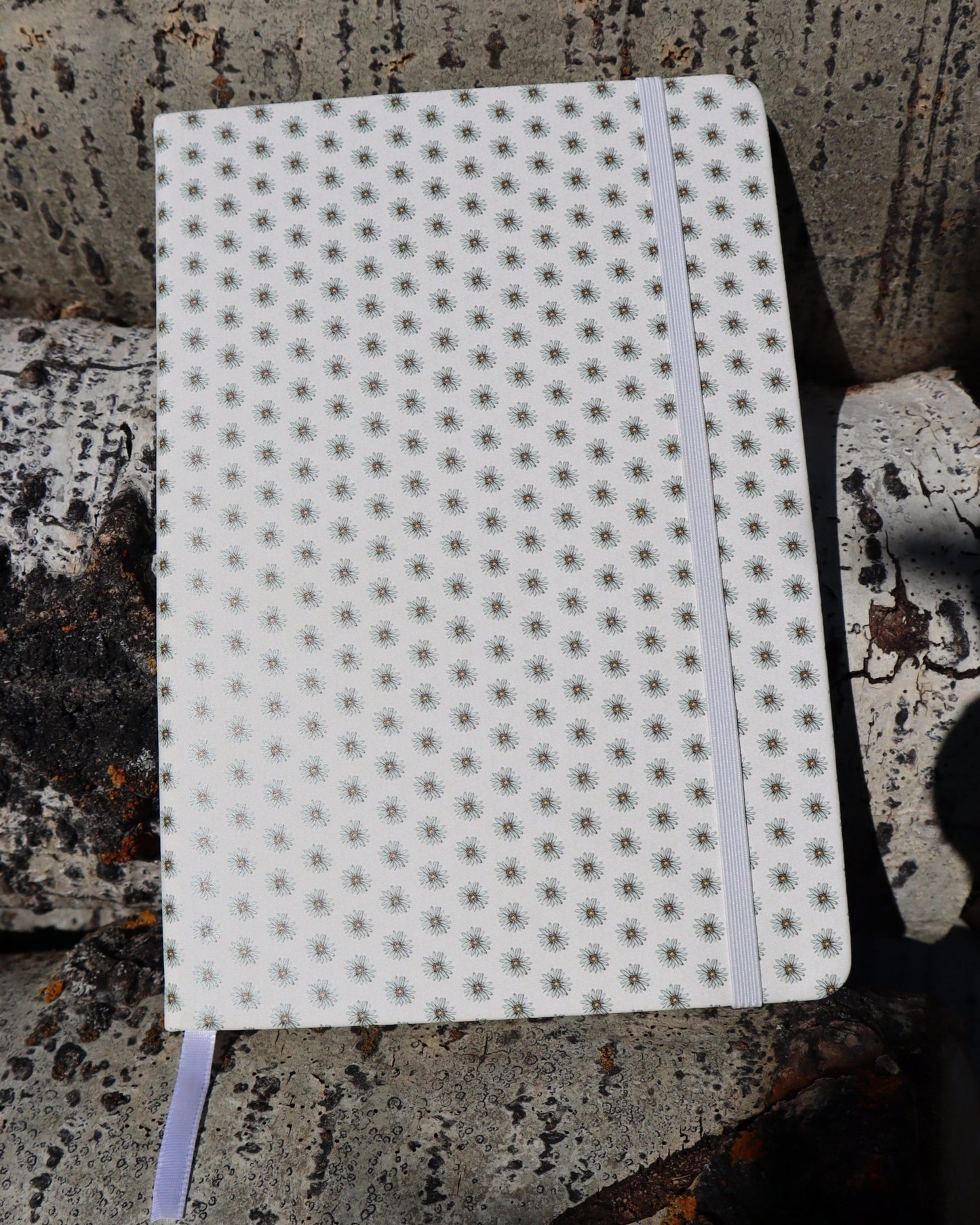 PU Leather Notebook - Ditzy Daisy - White