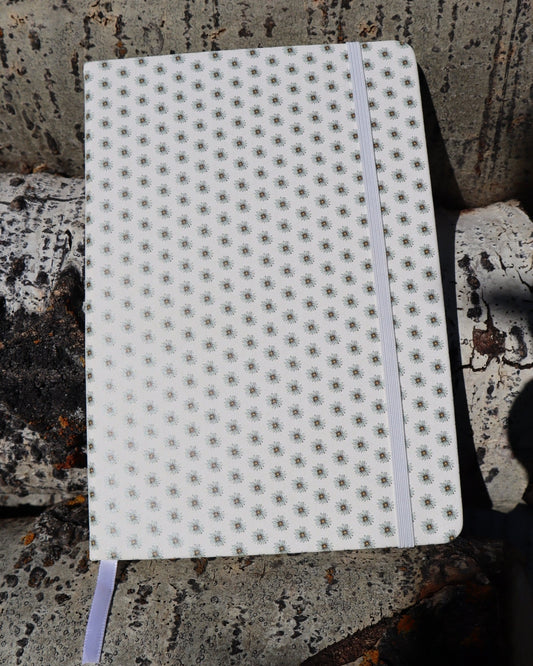 PU Leather Notebook - Ditzy Daisy - White