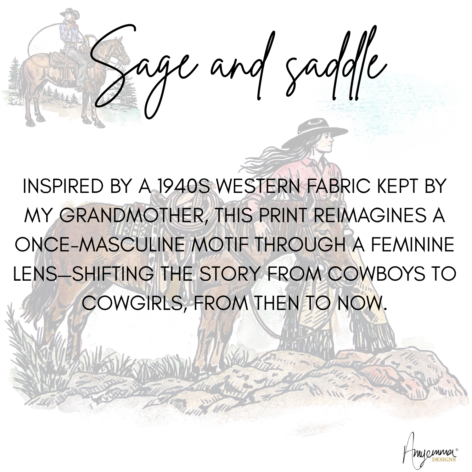 Silk Scarf 35x35" - Sage and Saddle - Turquoise