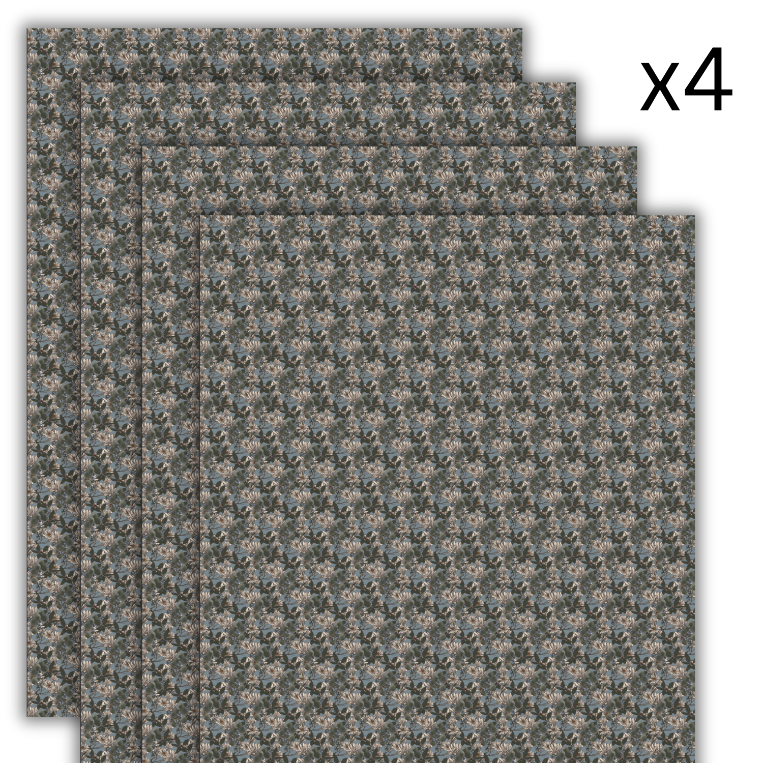 Gift wrap 4 sheets - Bloom and Bounty - Blue