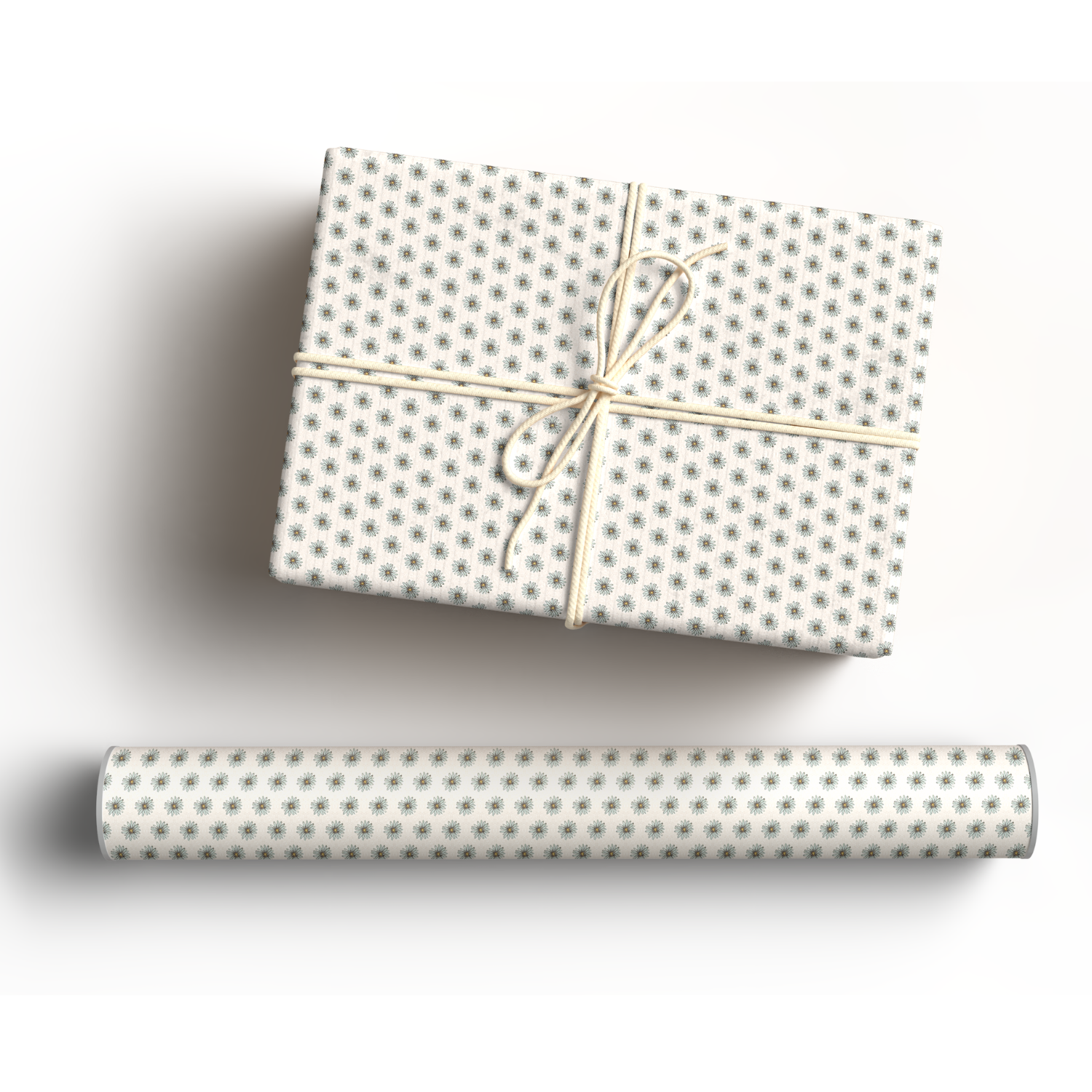 Gift wrap 4 sheets - Ditzy Daisy -  White