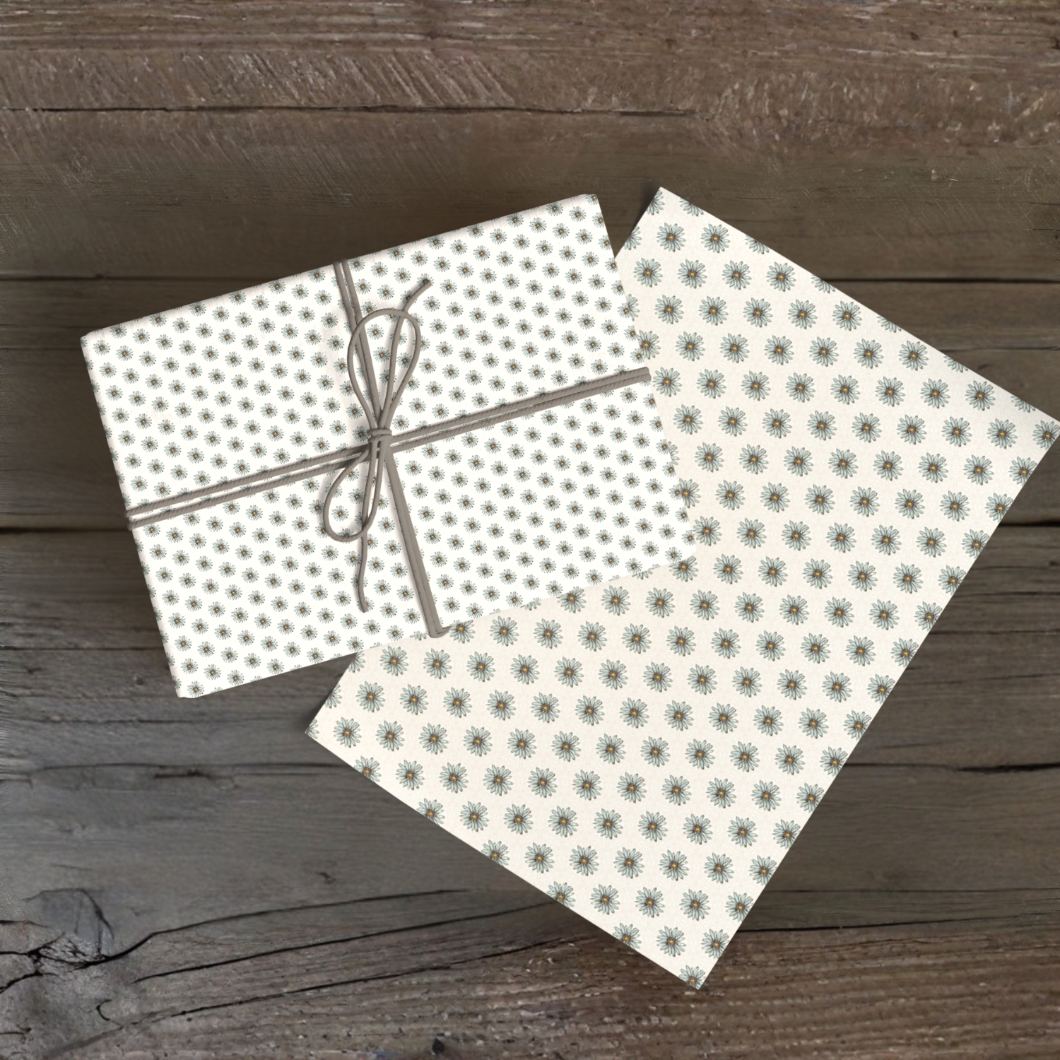 Gift wrap 4 sheets - Ditzy Daisy -  White