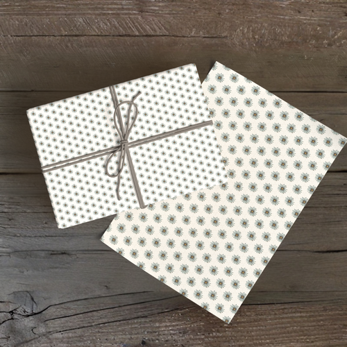 Gift wrap 4 sheets - Ditzy Daisy -  White