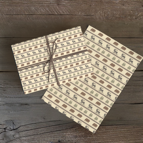 Gift wrap 4 sheets - Fur and Hide - Multi