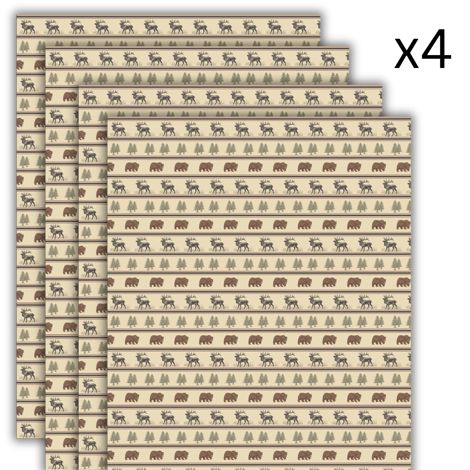 Gift wrap 4 sheets - Fur and Hide - Multi