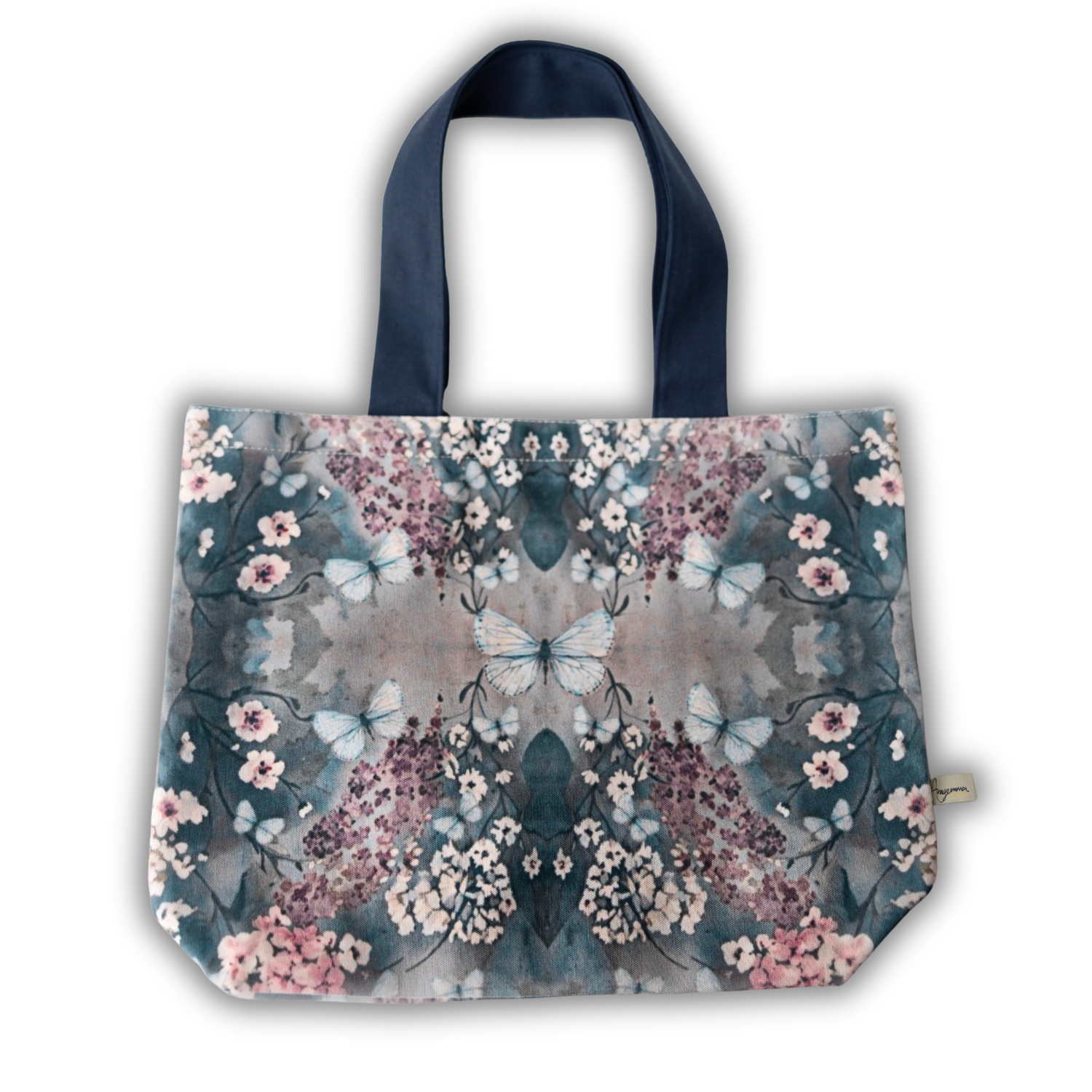 Large Tote Bag - Cottage Garden - Deep Blue